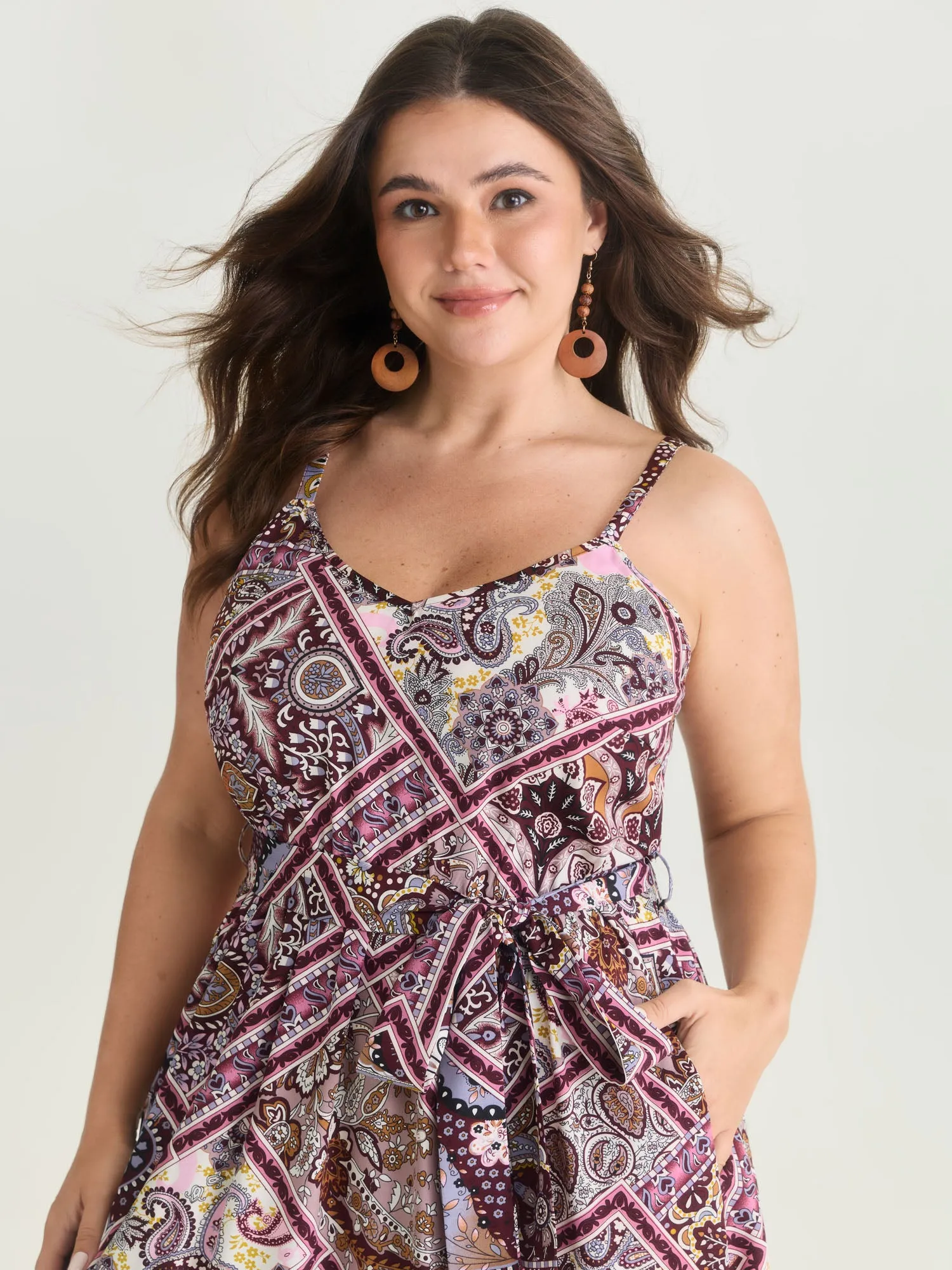 Geometric Paisley Print Waist-Tie Maxi Dress sold by Bloomchic product image thumbnail 2