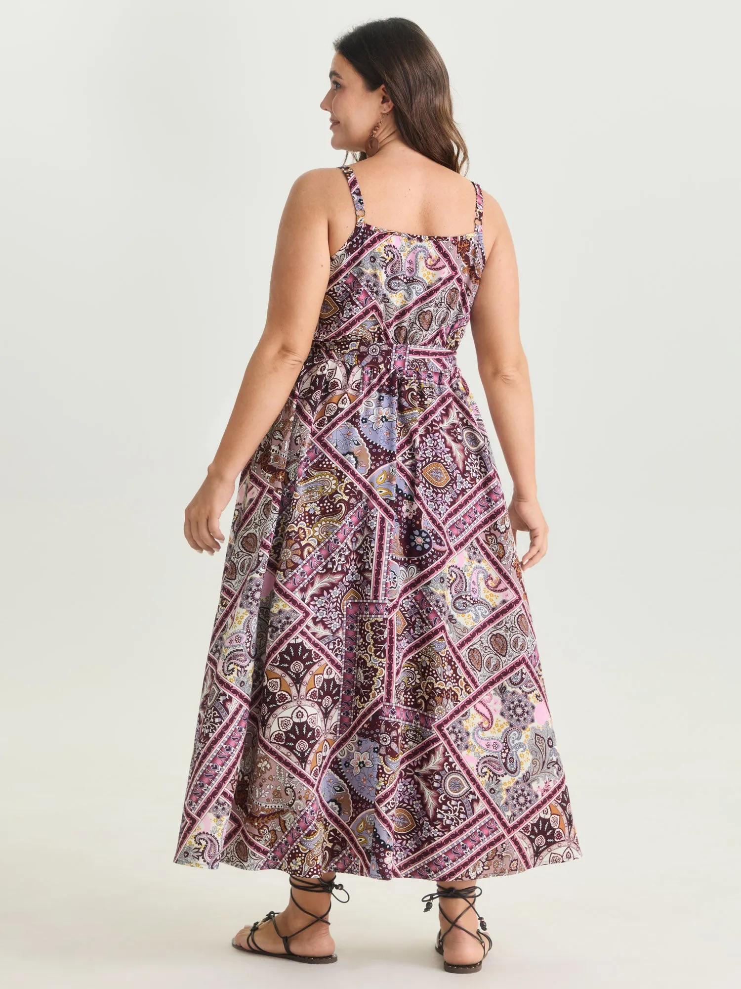 Geometric Paisley Print Waist-Tie Maxi Dress sold by Bloomchic product image thumbnail 4