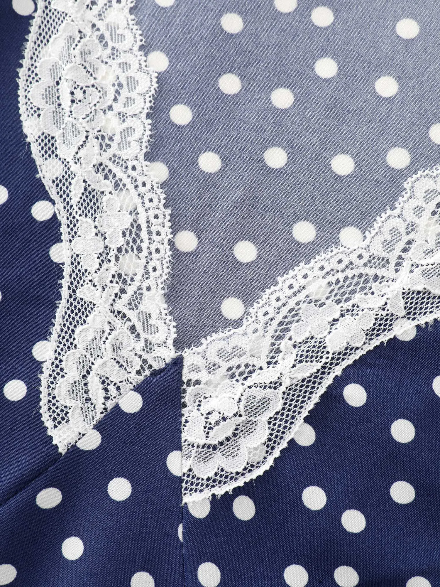 Polka Dots Lace Deep Neckline Midi Dress sold by Bloomchic product image thumbnail 5