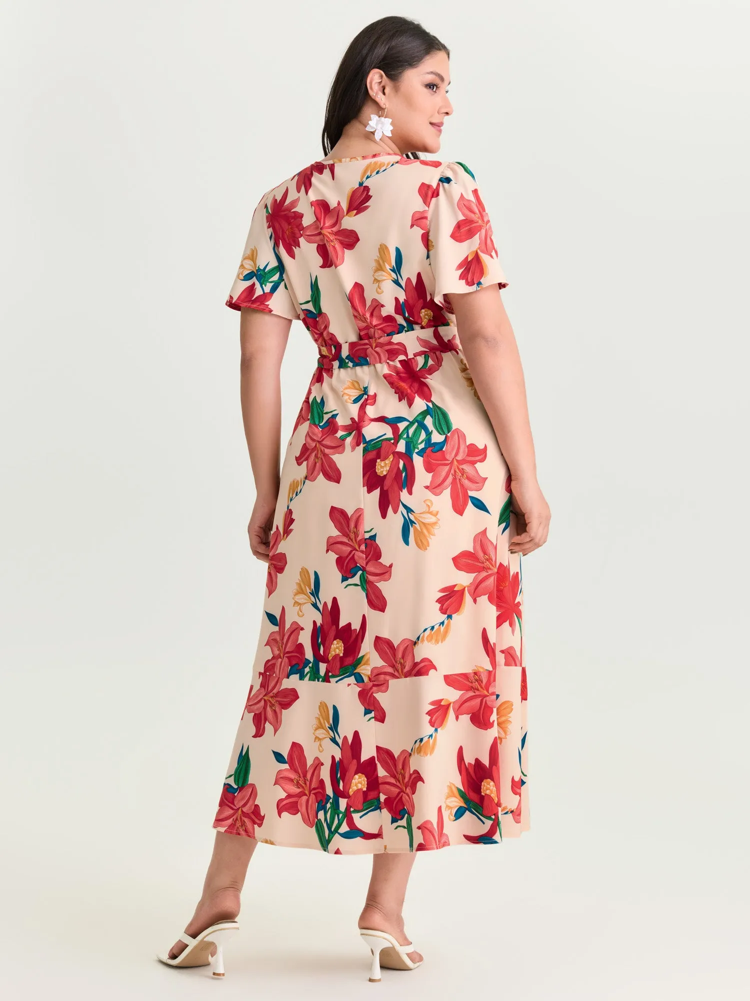 Floral Mix Wrap Neck-Tie Maxi Dress sold by Bloomchic product image thumbnail 3