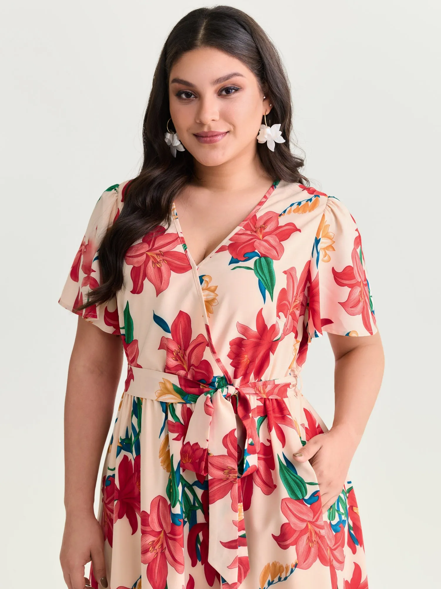 Floral Mix Wrap Neck-Tie Maxi Dress sold by Bloomchic product image thumbnail 2