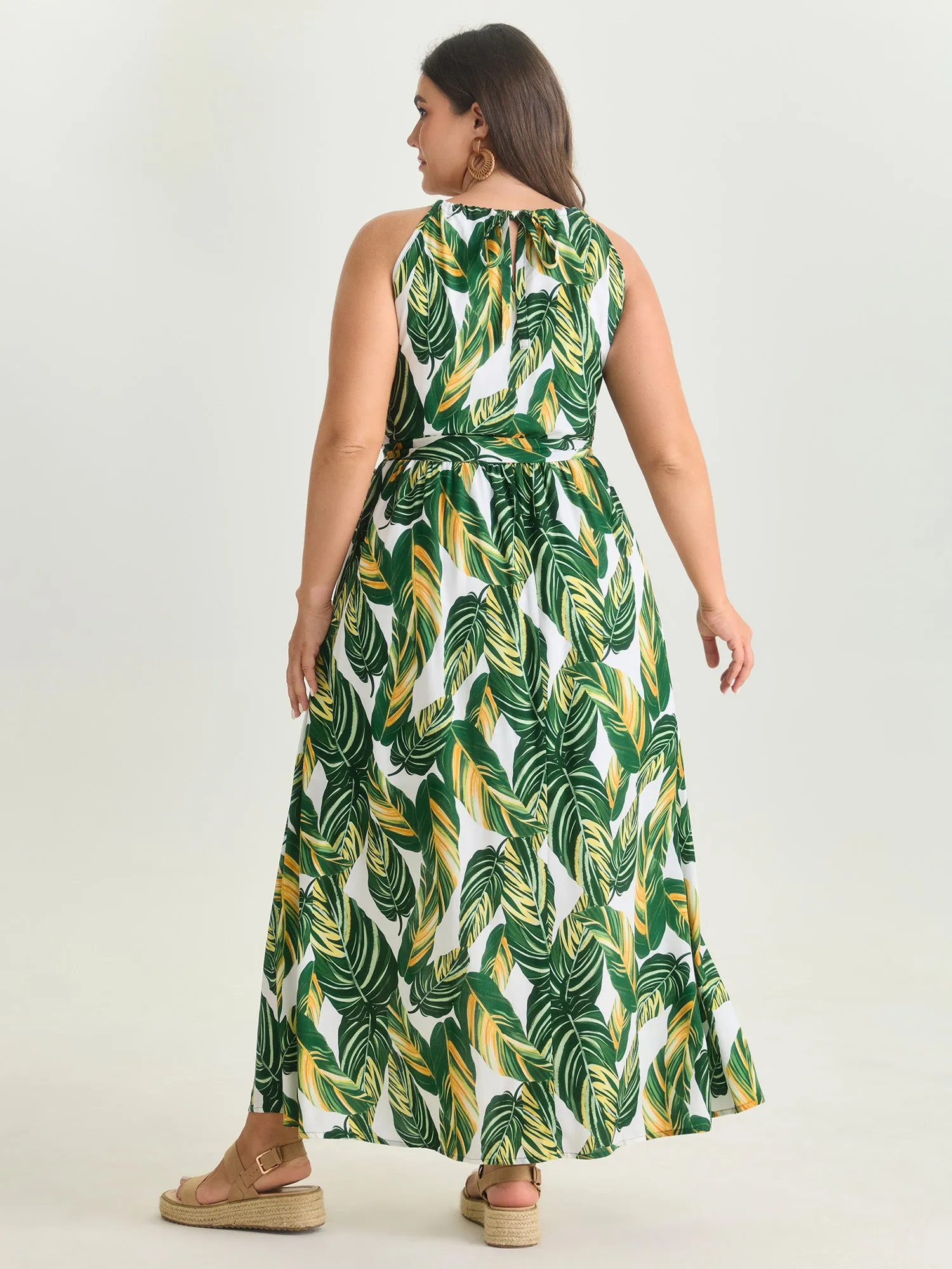 Breezy Tropical Print Halter Neckline Maxi Dress sold by Bloomchic product image thumbnail 5