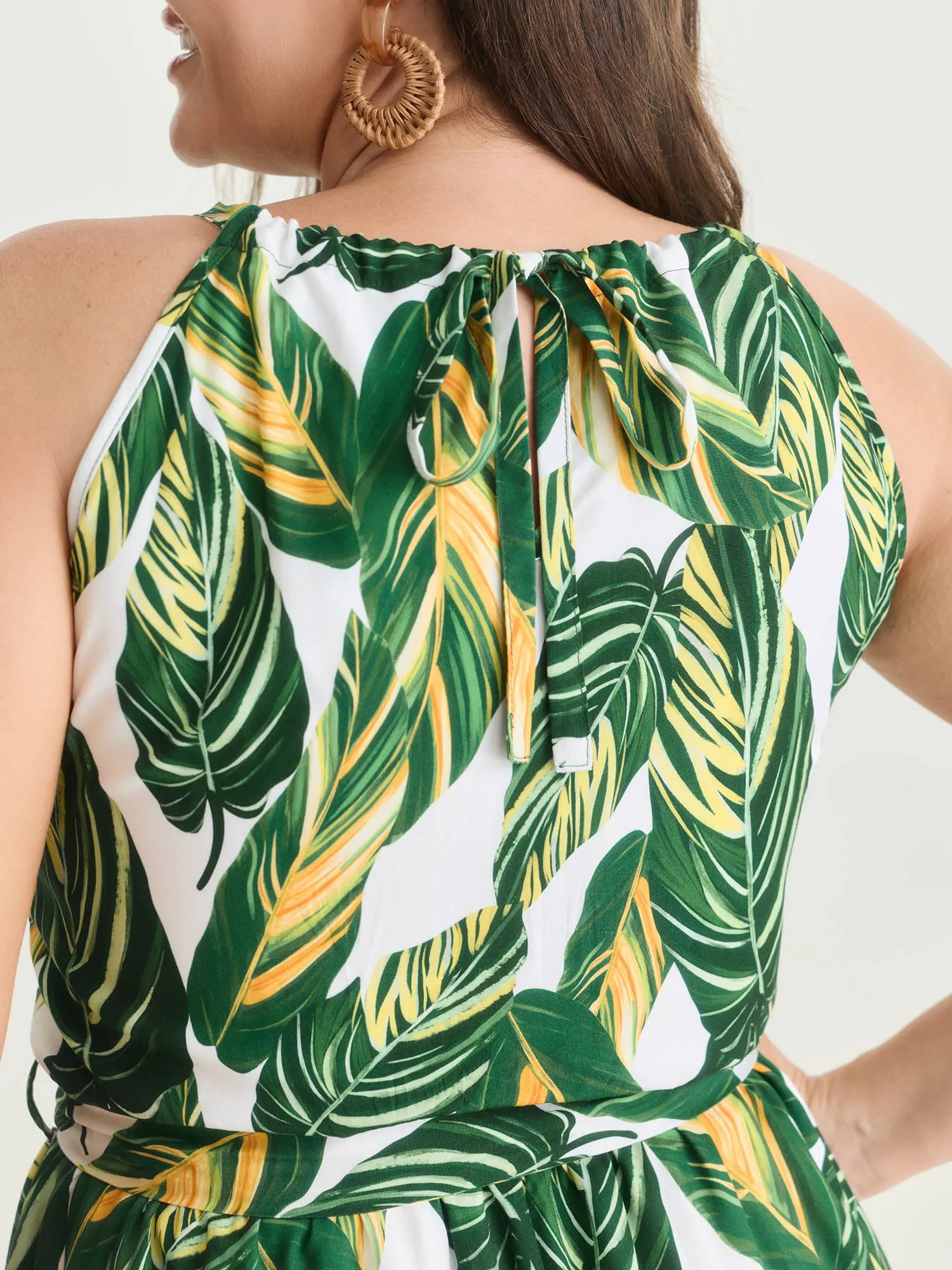 Breezy Tropical Print Halter Neckline Maxi Dress sold by Bloomchic product image thumbnail 2
