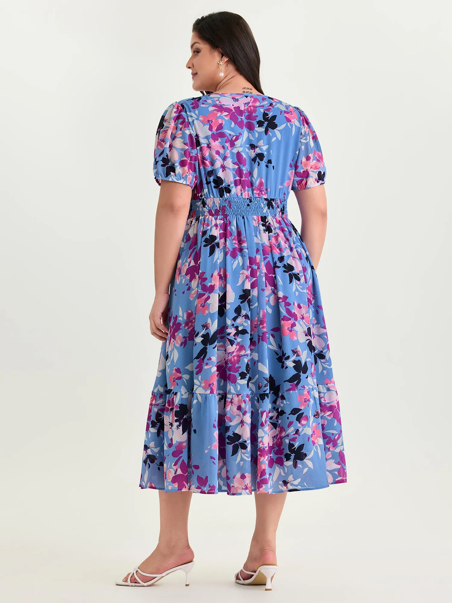 Island-Ready Floral Print V-Neckline Maxi Dress sold by Bloomchic product image thumbnail 3