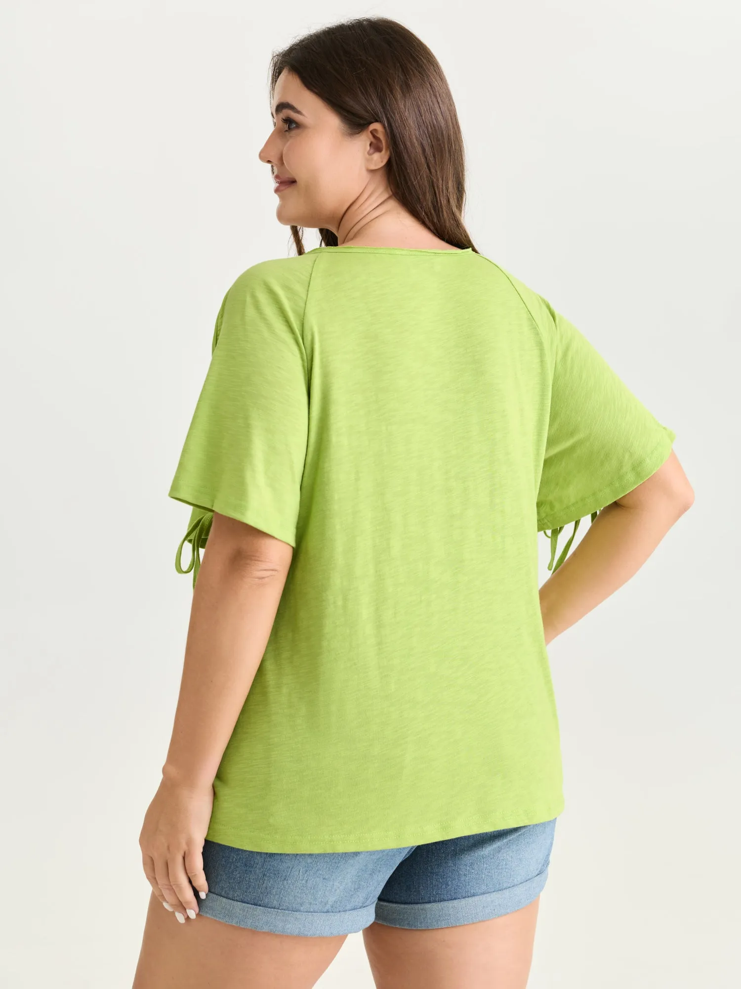 Shoulder Cut-Out Ties V-Neck T-Shirt sold by Bloomchic product image thumbnail 4
