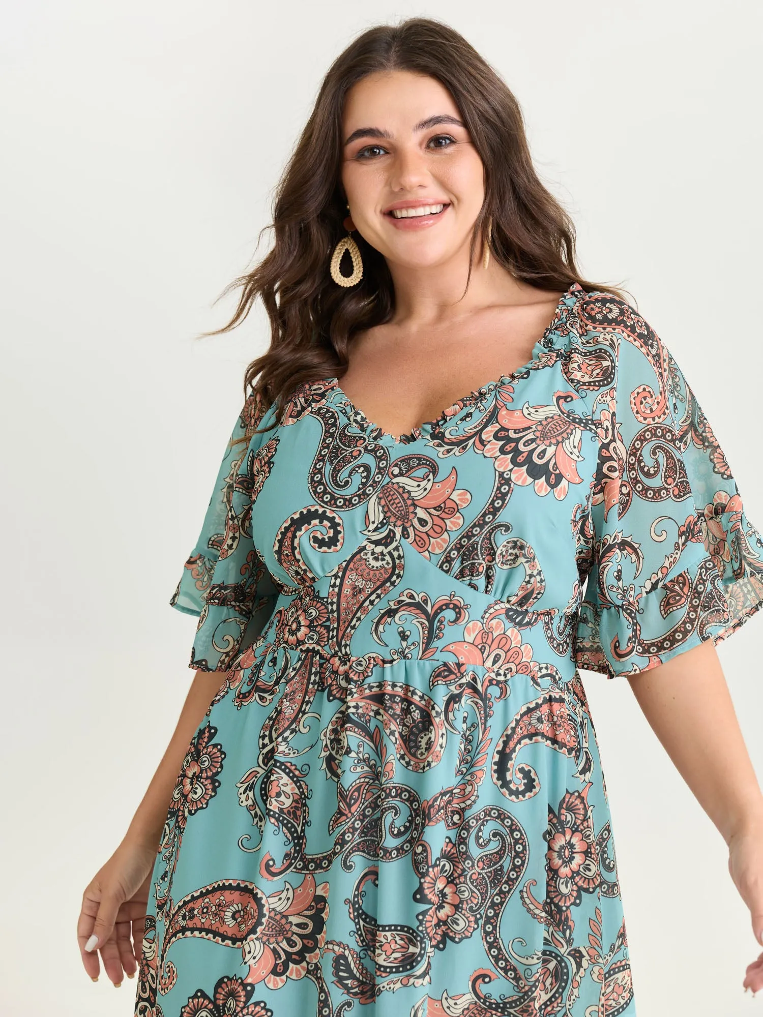 Floral Paisley Print High Low Hem Midi Dress sold by Bloomchic product image thumbnail 2
