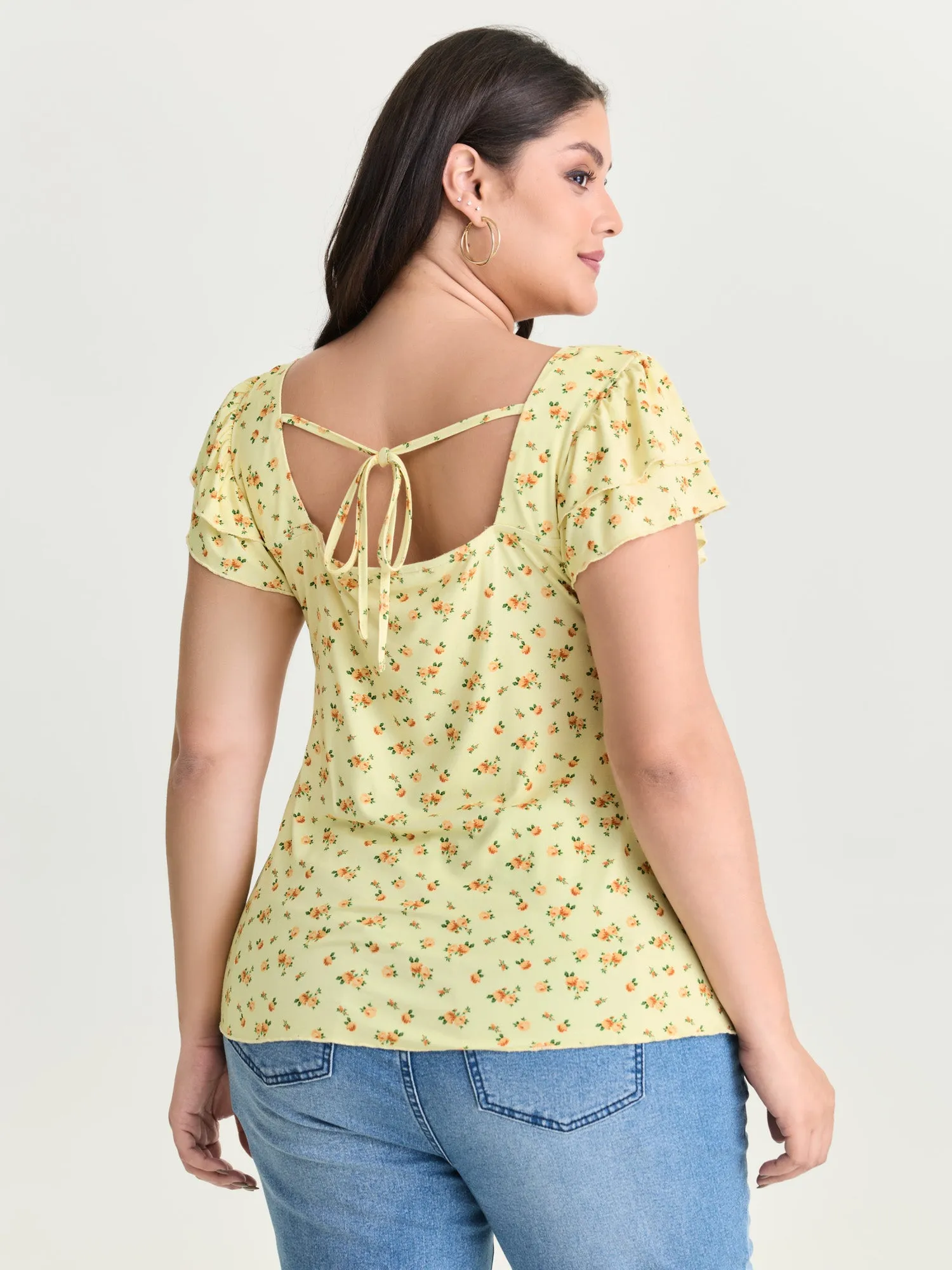 Floral Print Ruched Bodice Knit Top sold by Bloomchic product image thumbnail 4