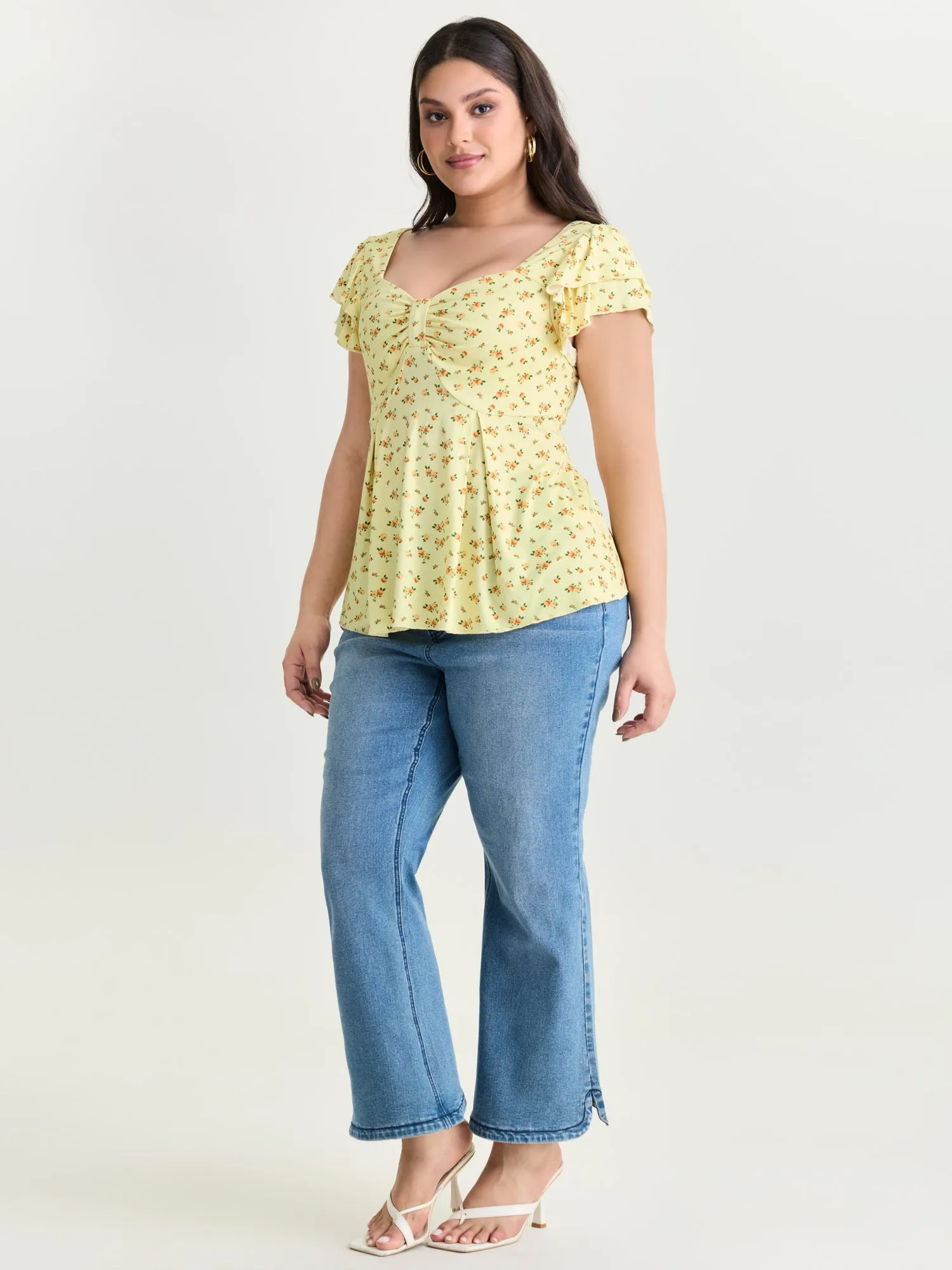 Floral Print Ruched Bodice Knit Top sold by Bloomchic product image thumbnail 3