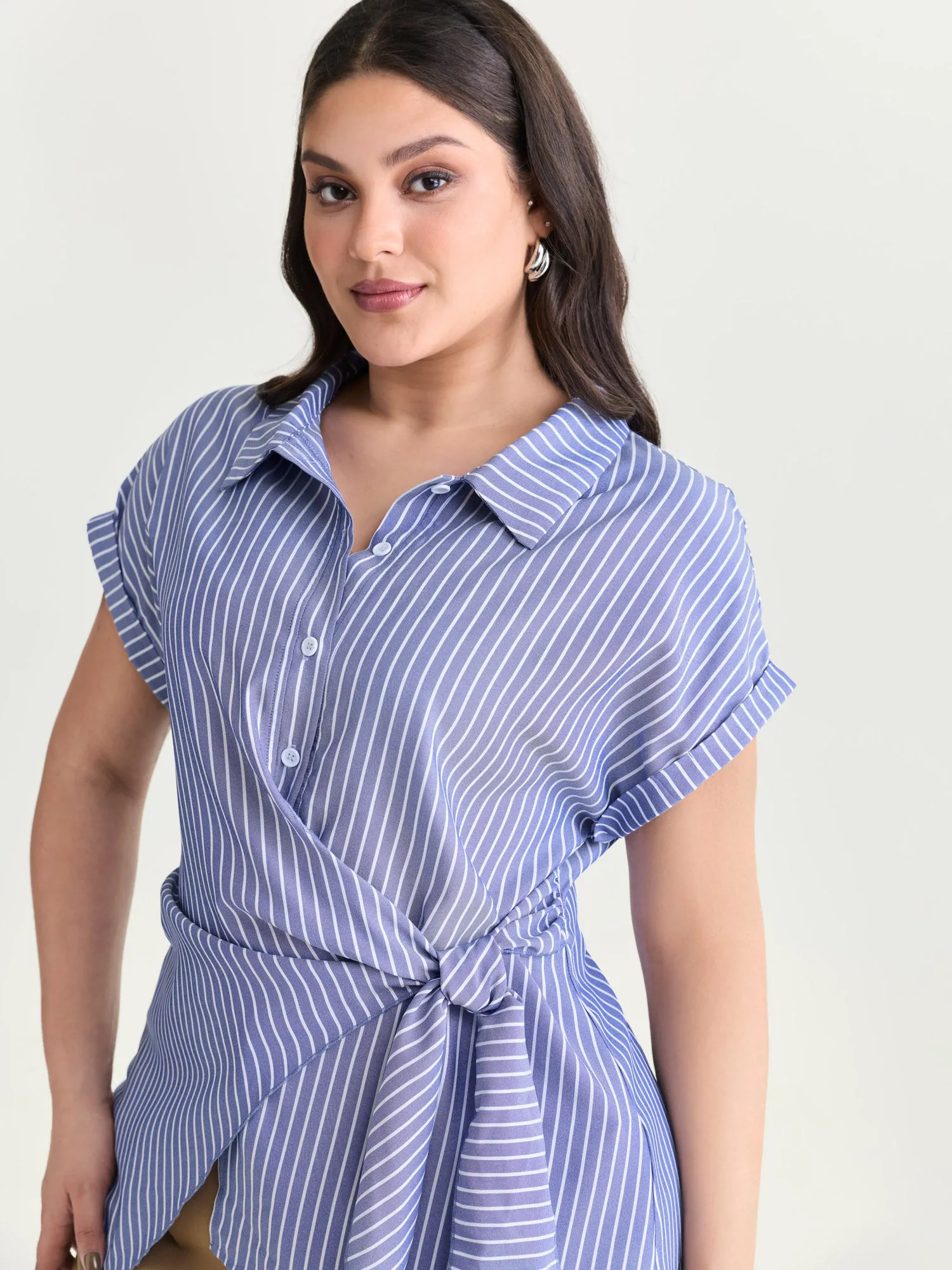 Striped Print Knotted Side Blouse sold by Bloomchic product image thumbnail 2