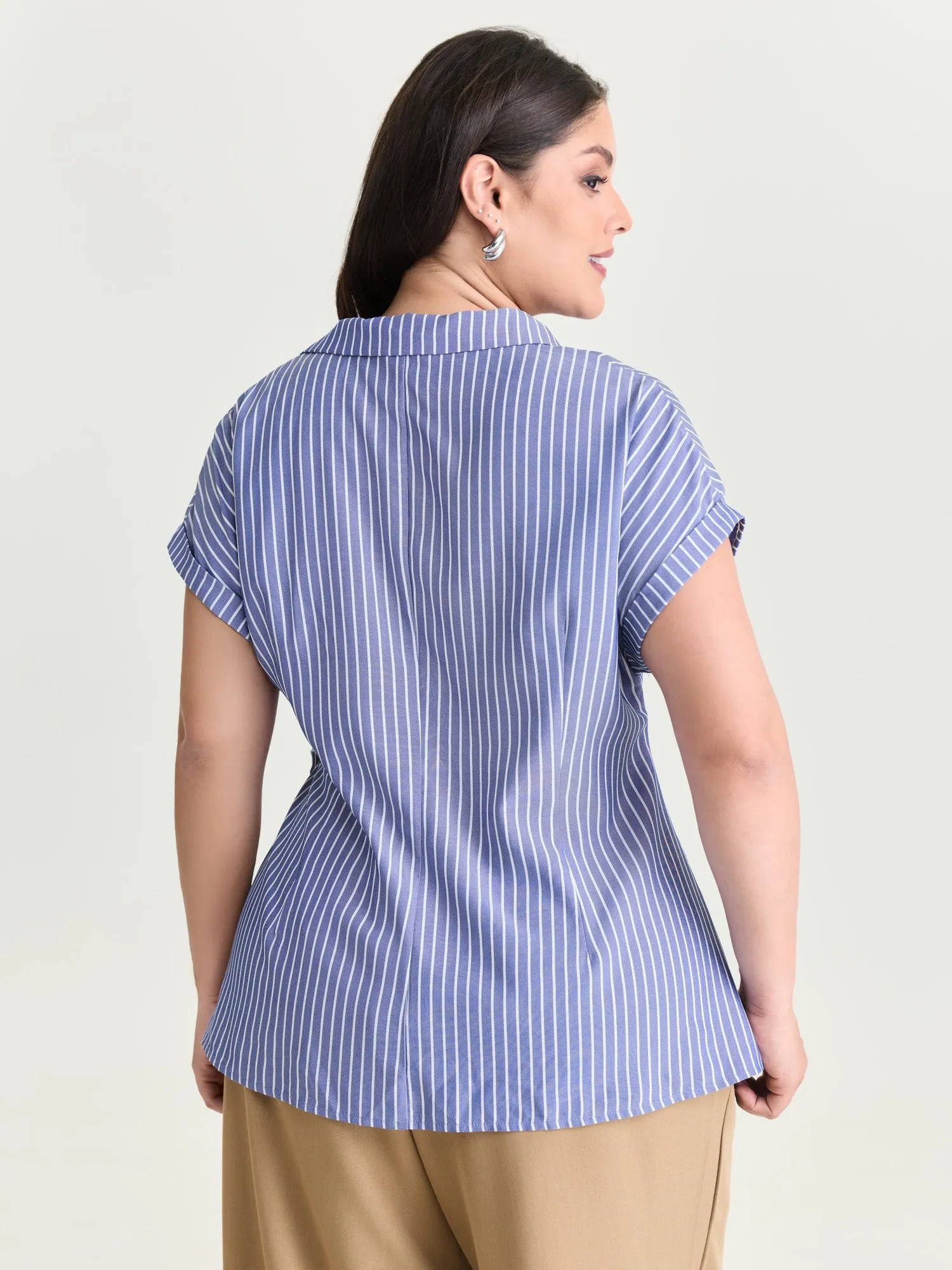 Striped Print Knotted Side Blouse sold by Bloomchic product image thumbnail 4