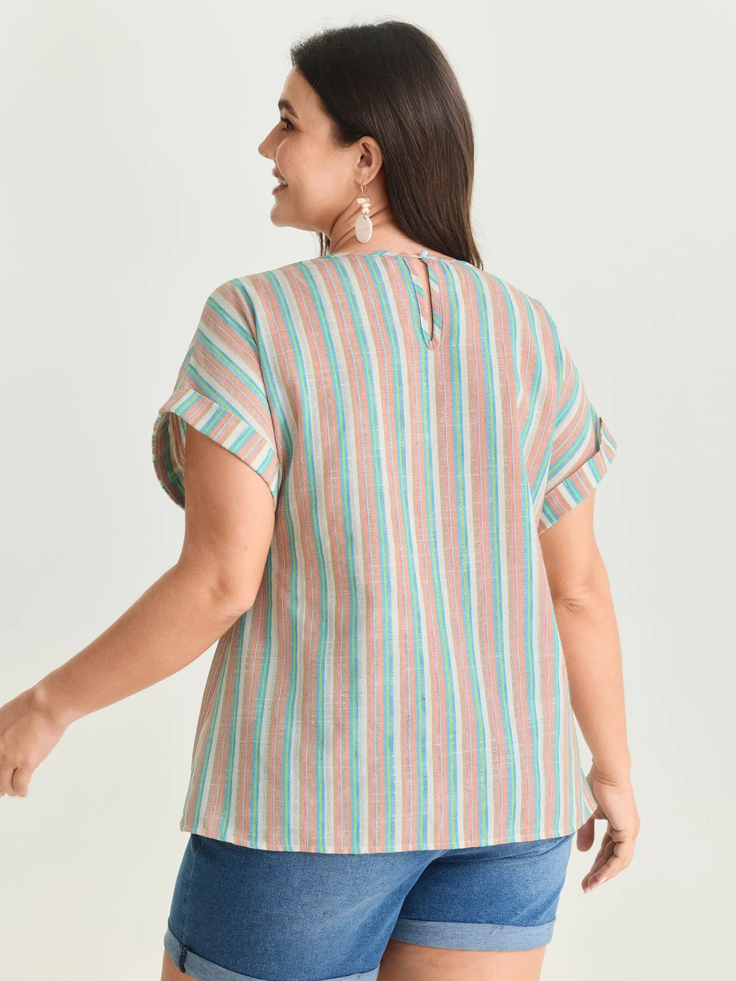 Striped Print Knotted Front Blouse sold by Bloomchic product image thumbnail 4