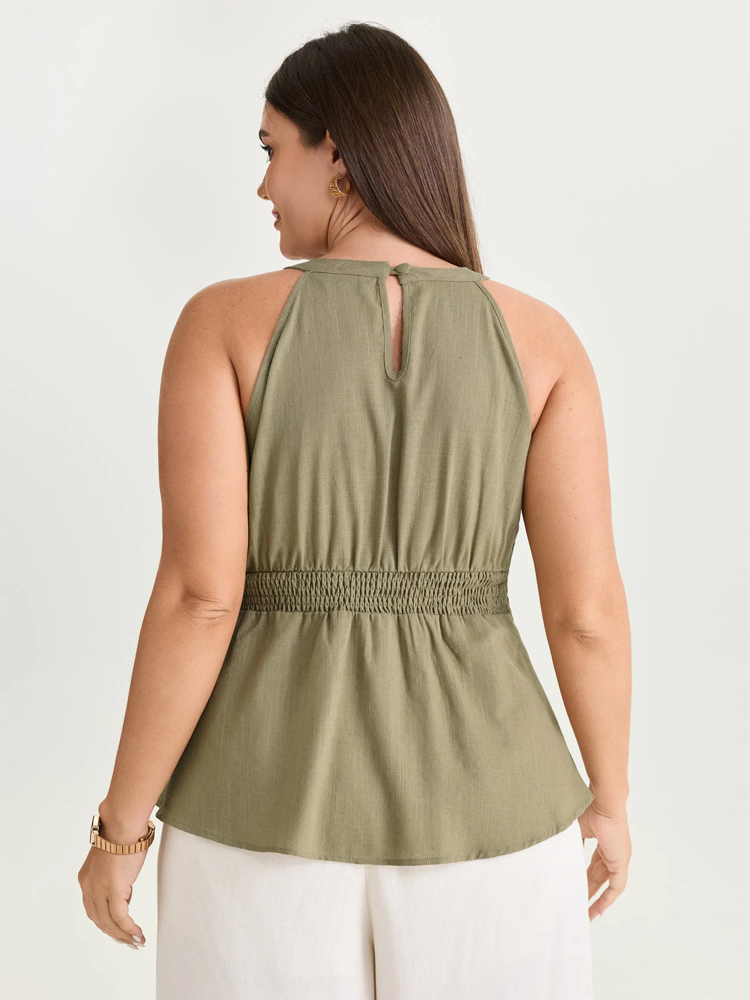 Cotton Linen Blend Sculpted Fit Tank Top sold by Bloomchic product image thumbnail 4