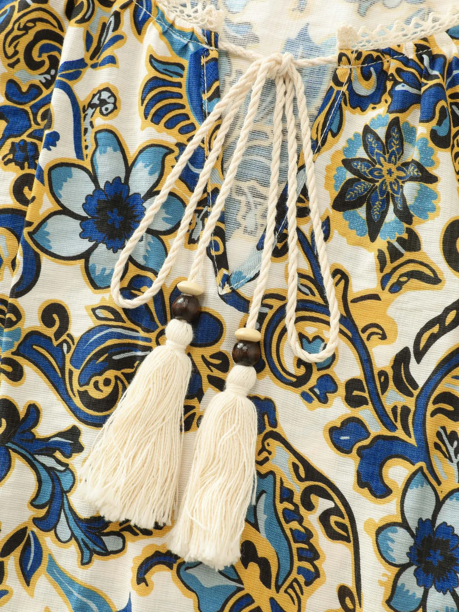 Floral Print Lace Neckline Flowy Blouse sold by Bloomchic product image thumbnail 5