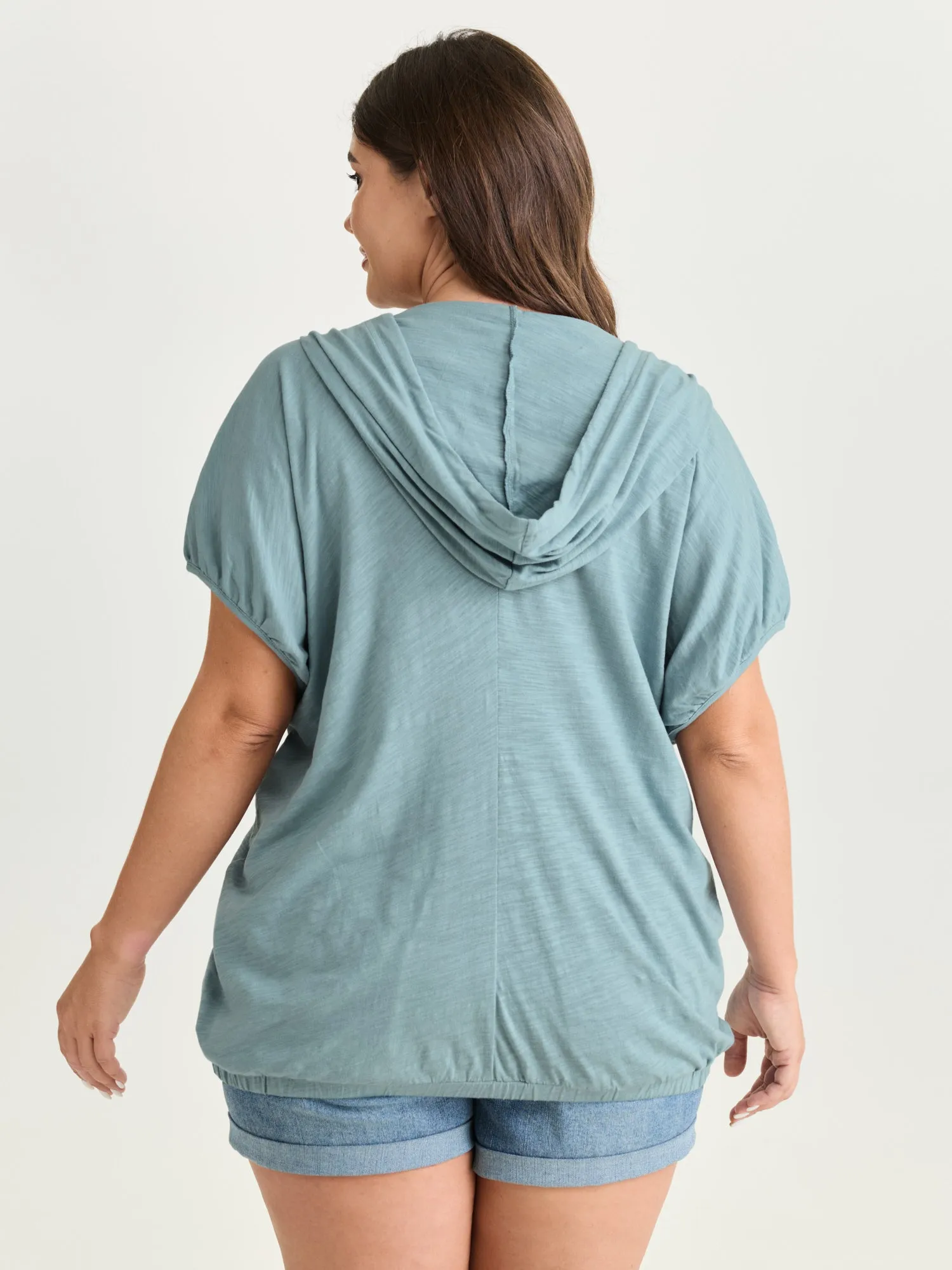 Pure Cotton Bubble Hem Hooded Knit Top sold by Bloomchic product image thumbnail 4