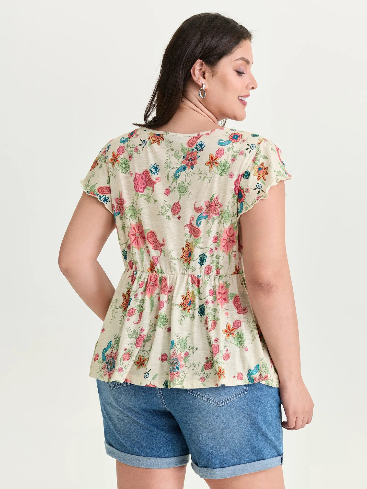 Cotton Stretchy Floral Paisley Print Knit Top sold by Bloomchic product image thumbnail 4