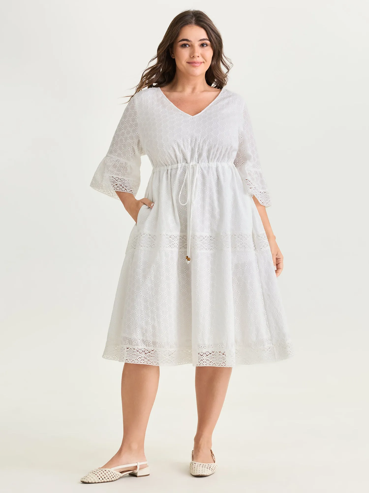 Pure Cotton Eyelet Embroidered Midi Dress sold by Bloomchic product image thumbnail 3