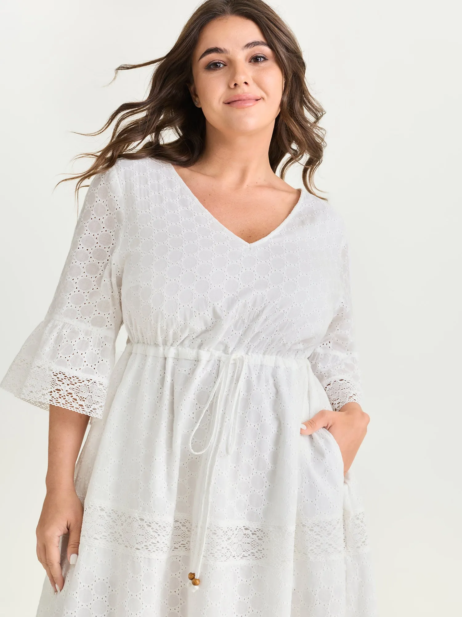 Pure Cotton Eyelet Embroidered Midi Dress sold by Bloomchic product image thumbnail 2