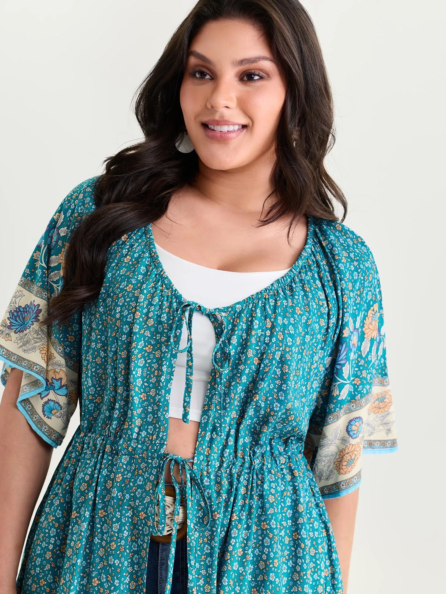 Supersoft Color Contrast Flowy Kimono sold by Bloomchic product image thumbnail 3
