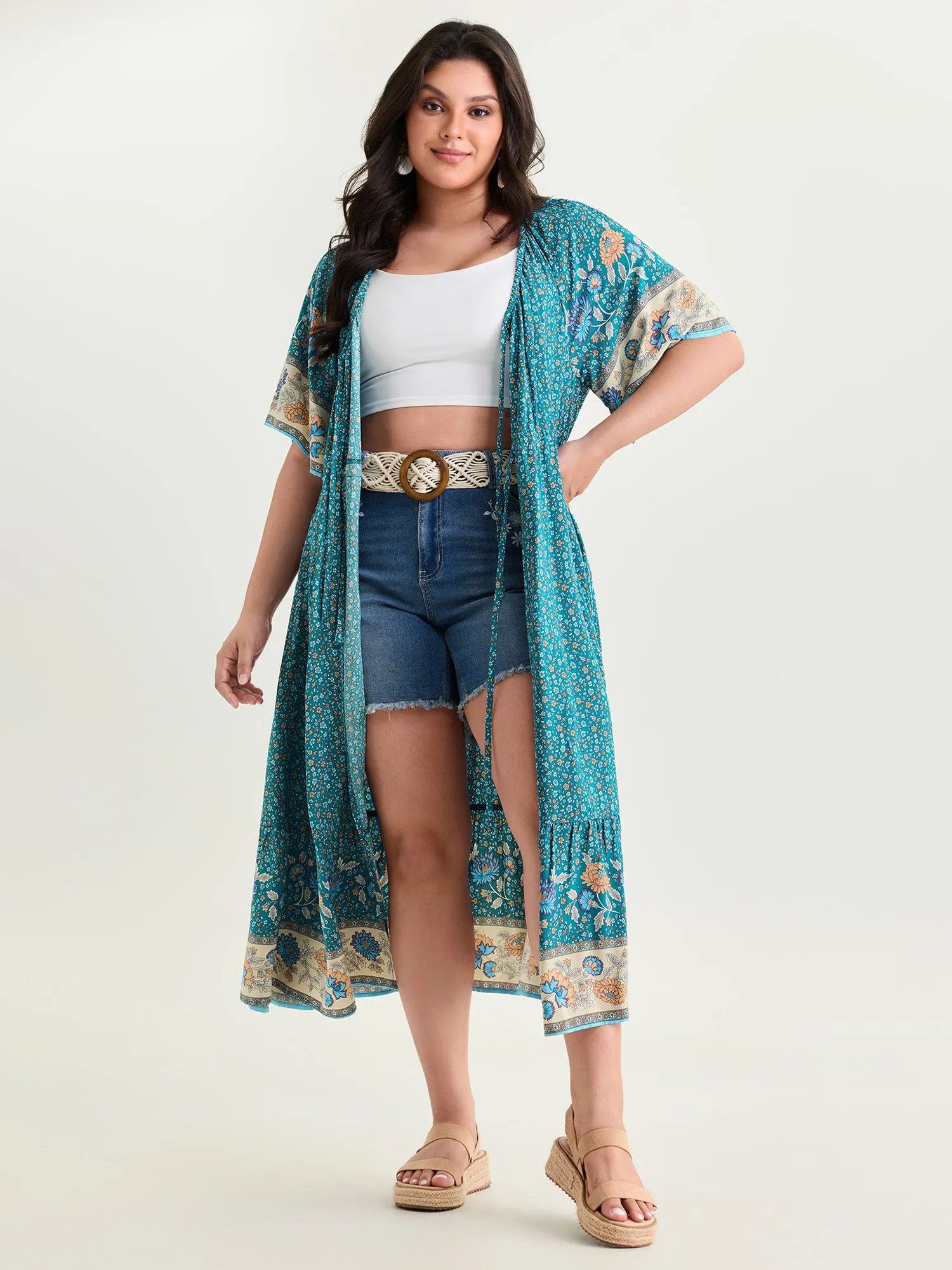 Supersoft Color Contrast Flowy Kimono sold by Bloomchic product image thumbnail 2