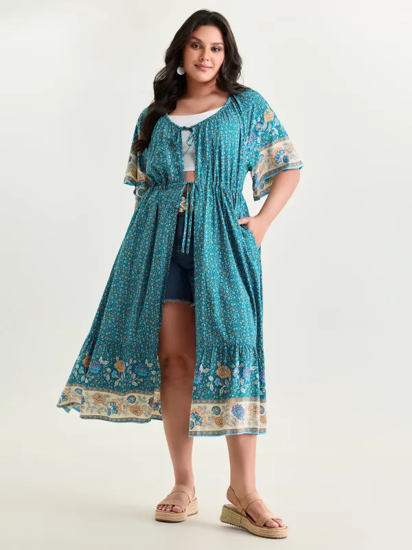 Supersoft Color Contrast Flowy Kimono made by Bloomchic