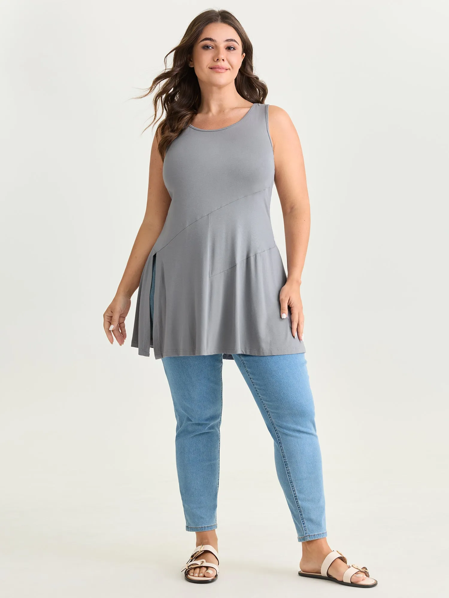 Supersoft Side Seams Flowy Tank Top sold by Bloomchic product image thumbnail 3