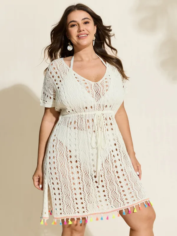 Cut-Out Colorful Tassels Swim Cover-Up made by Bloomchic
