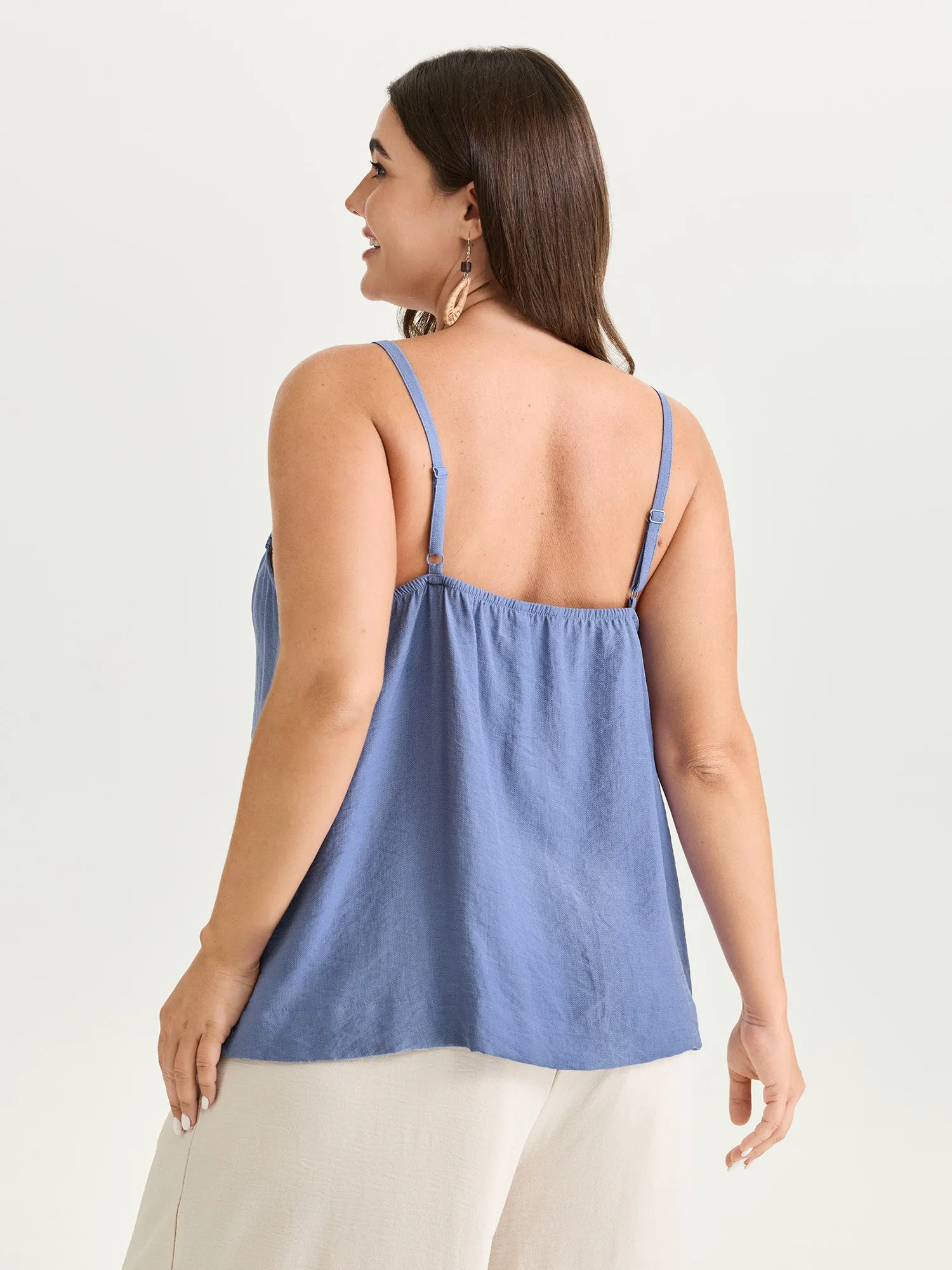 Cut-Out Neckline Cami Plain Tank Top sold by Bloomchic product image thumbnail 4