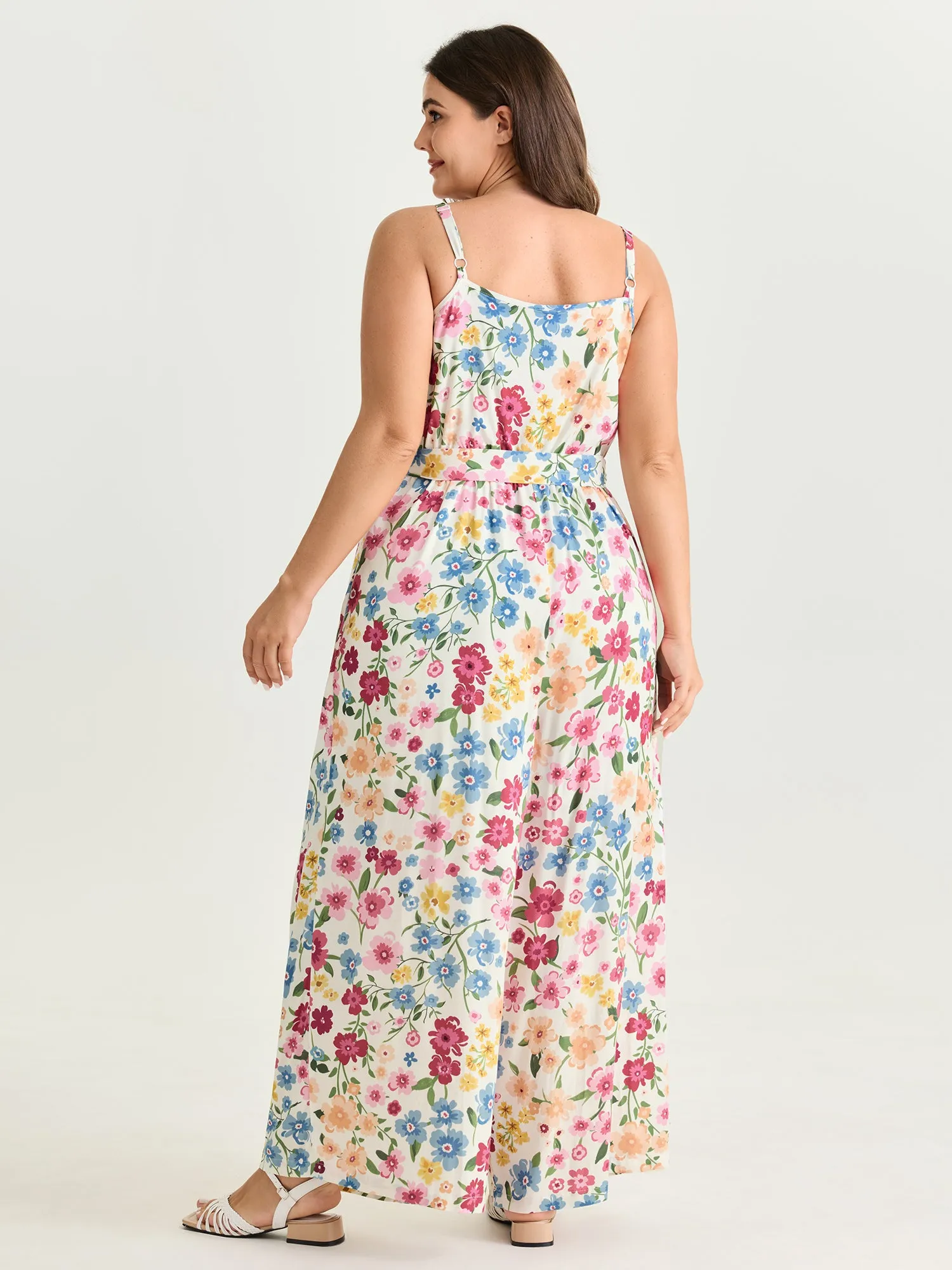 Floral Vibrance Waist-Tie Wide-Leg Jumpsuit sold by Bloomchic product image thumbnail 4