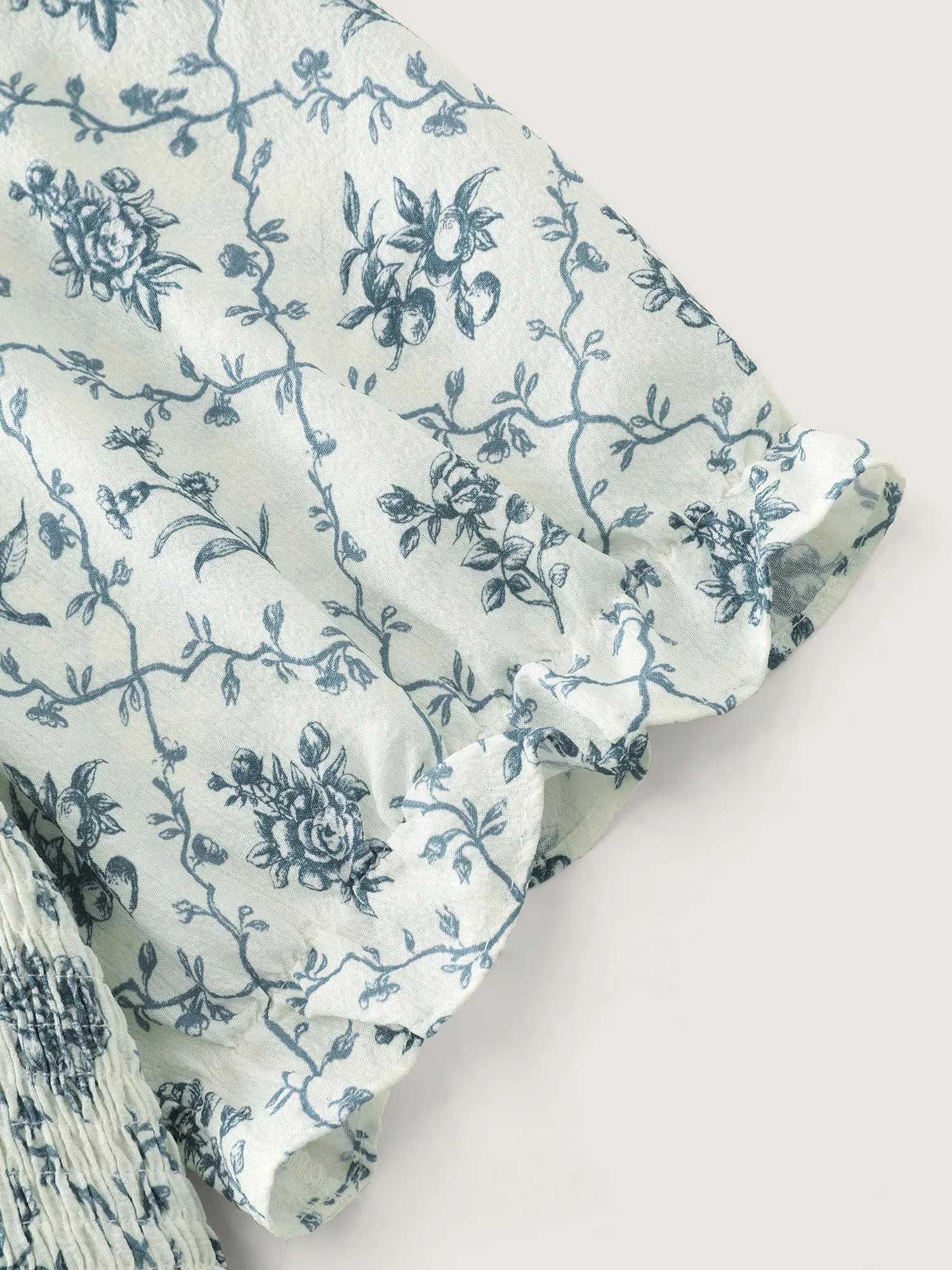 Floral Print Shirred Bodice Flowy Midi Dress sold by Bloomchic product image thumbnail 5