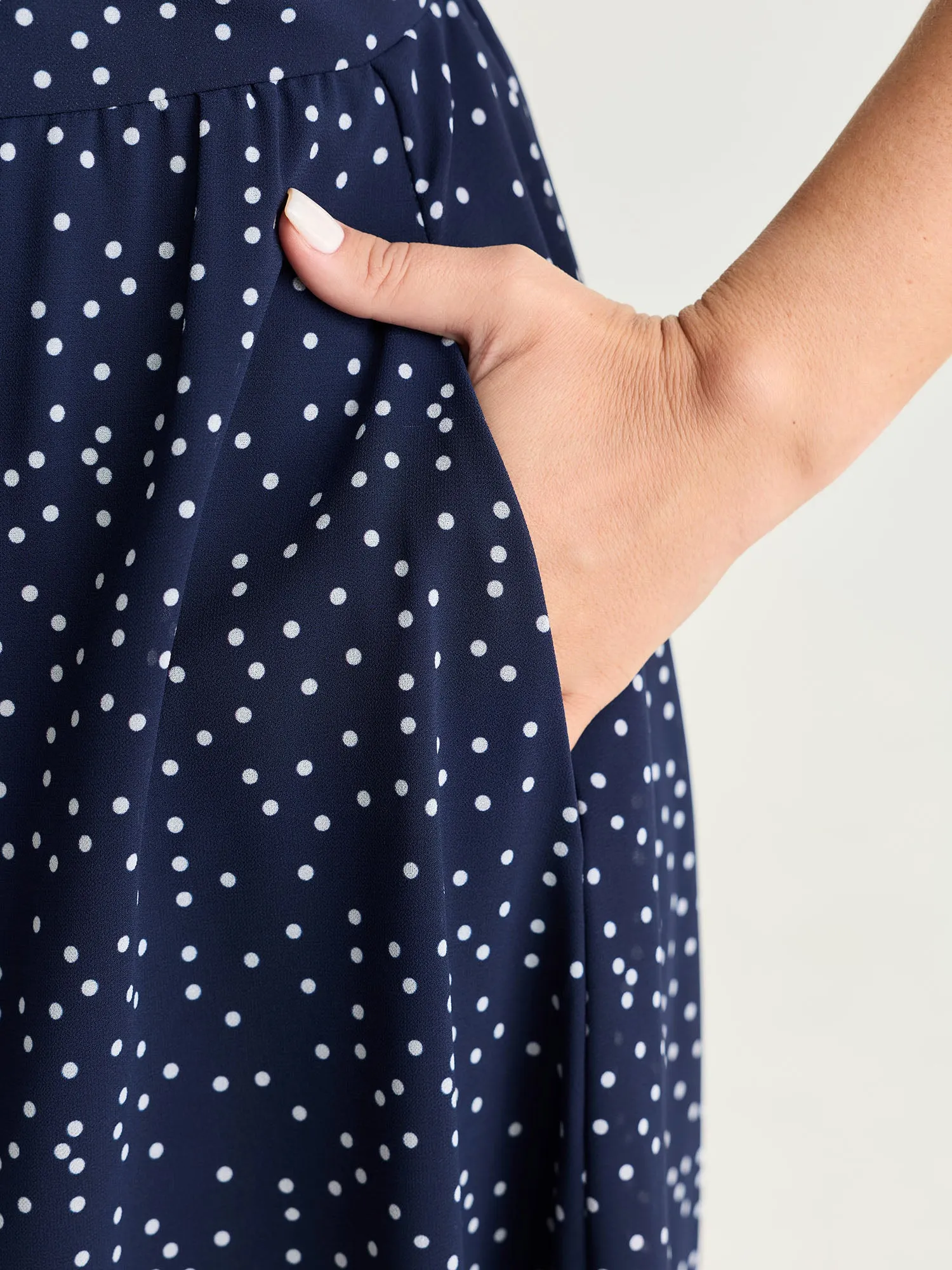 Pretty Polka Dots Ribbon Neckline Midi Dress sold by Bloomchic product image thumbnail 4
