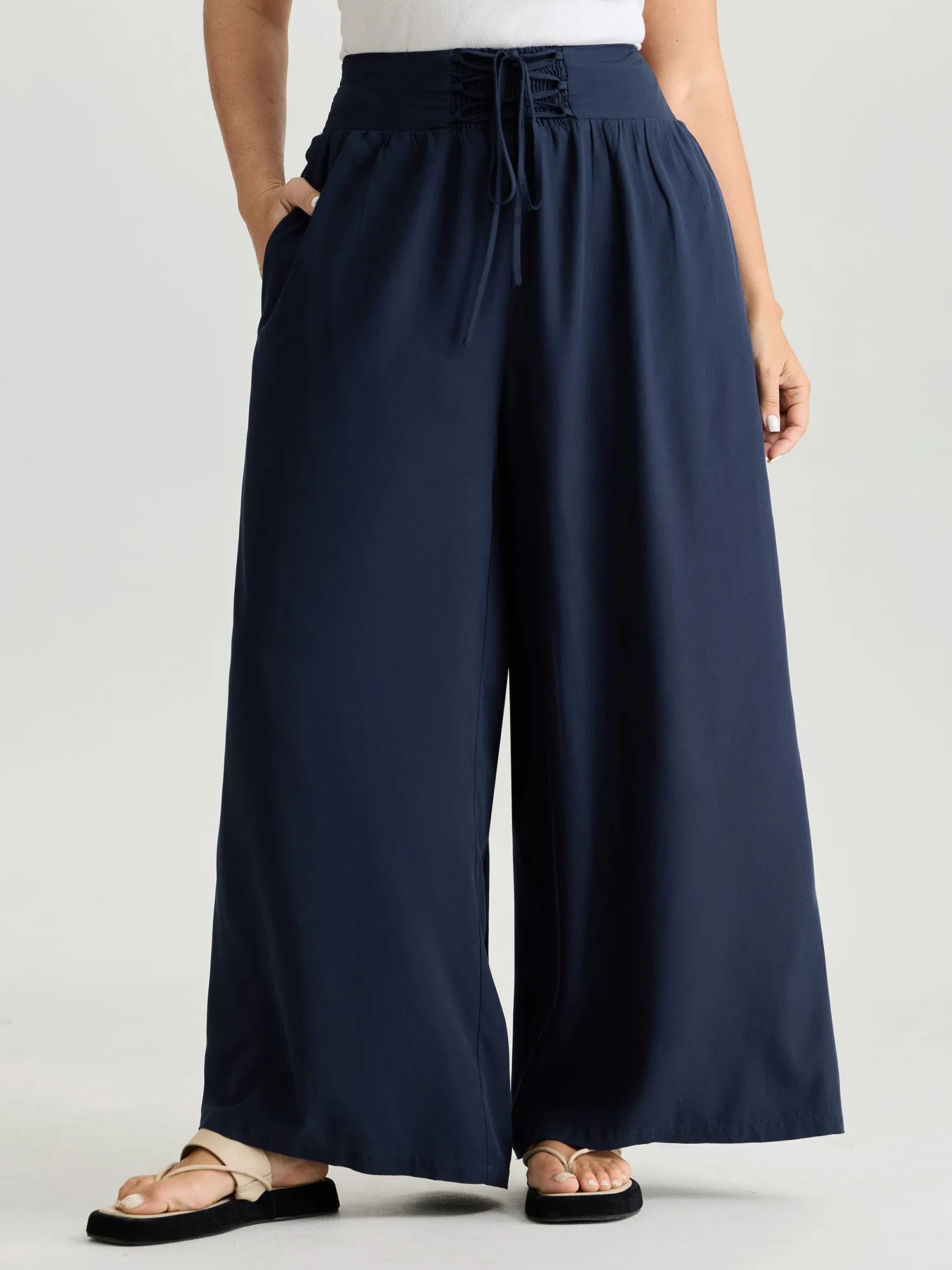 Wide Cross-Tie Waistband Pants sold by Bloomchic product image thumbnail 2