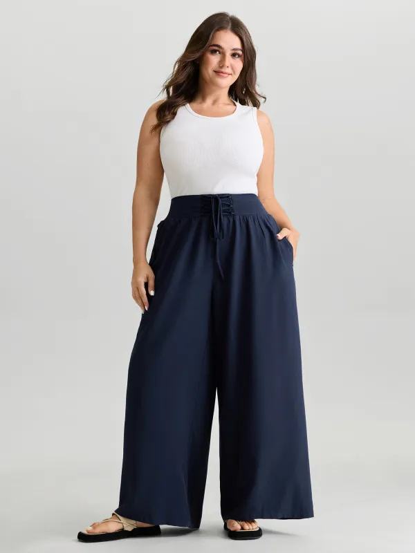 Wide Cross-Tie Waistband Pants made by Bloomchic
