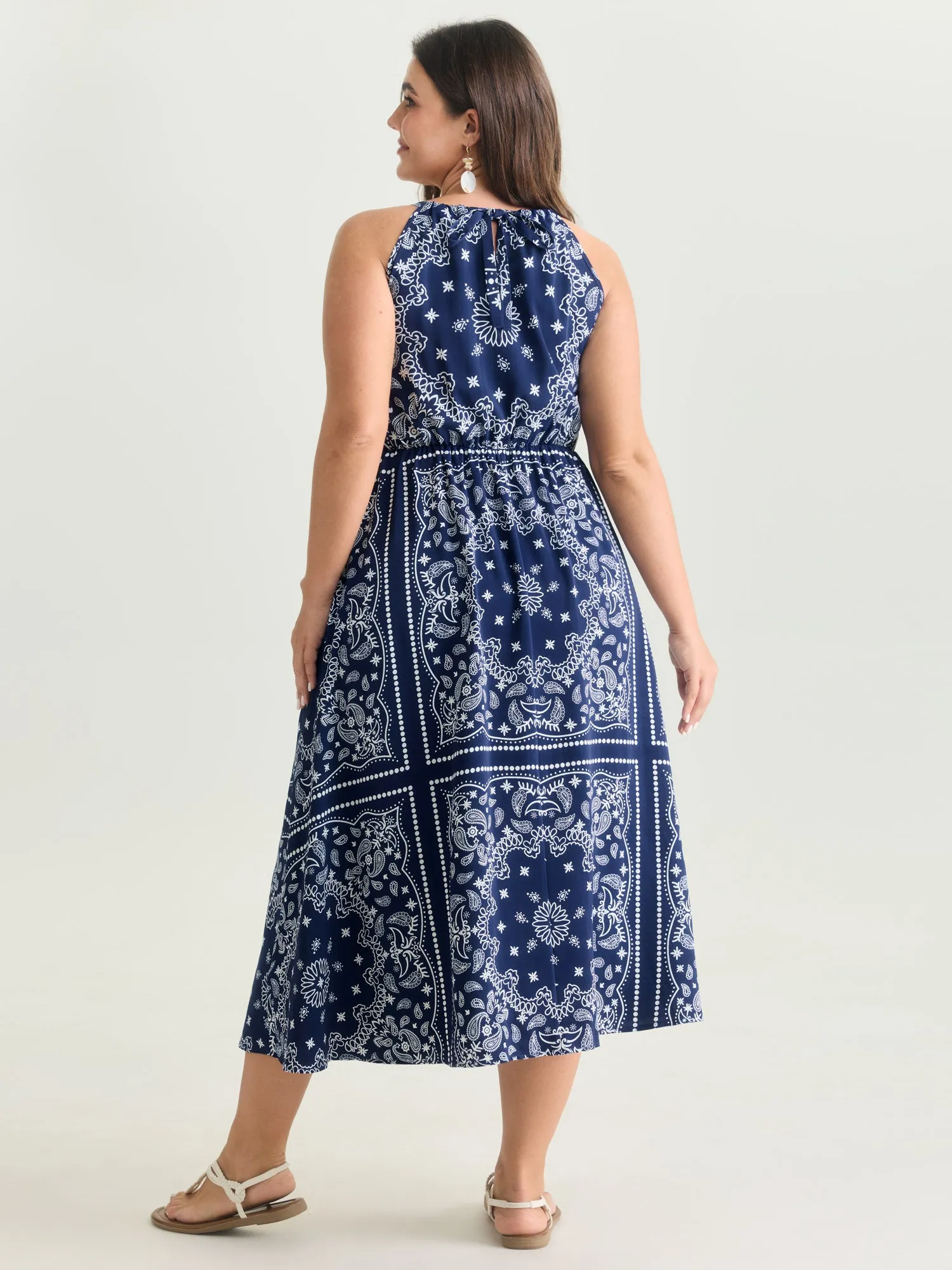 Large Floral Print Halter Neckline Maxi Dress sold by Bloomchic product image thumbnail 5