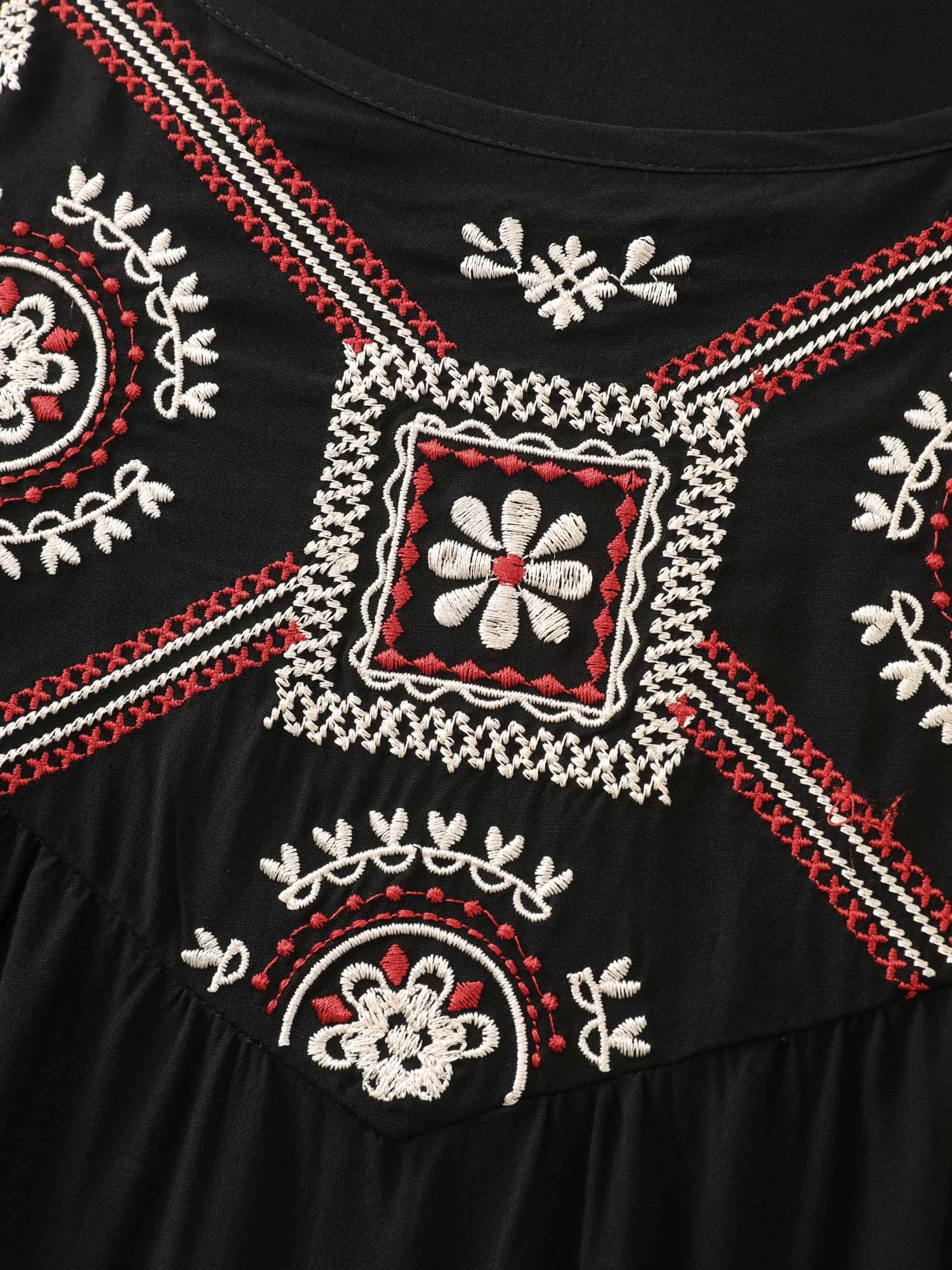 Boho Embroidered Neckline Sleeveless Mini Dress sold by Bloomchic product image thumbnail 5