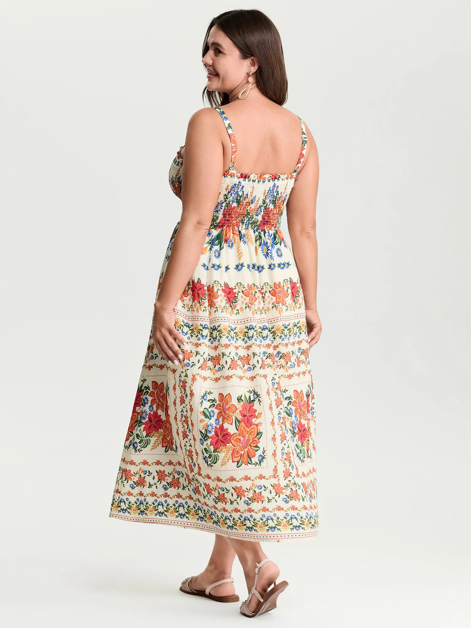 Large Floral Print Shirred Cami Maxi Dress sold by Bloomchic product image thumbnail 4