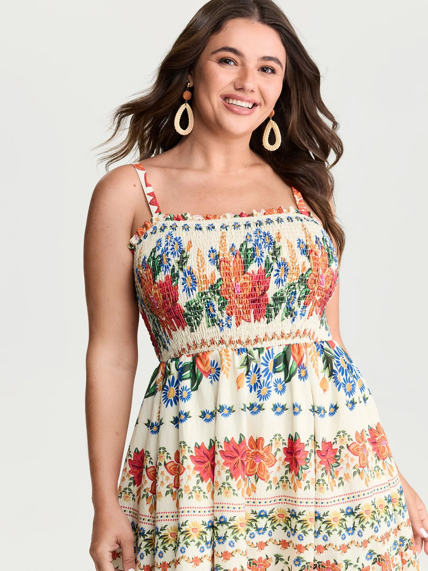 Large Floral Print Shirred Cami Maxi Dress sold by Bloomchic product image thumbnail 2