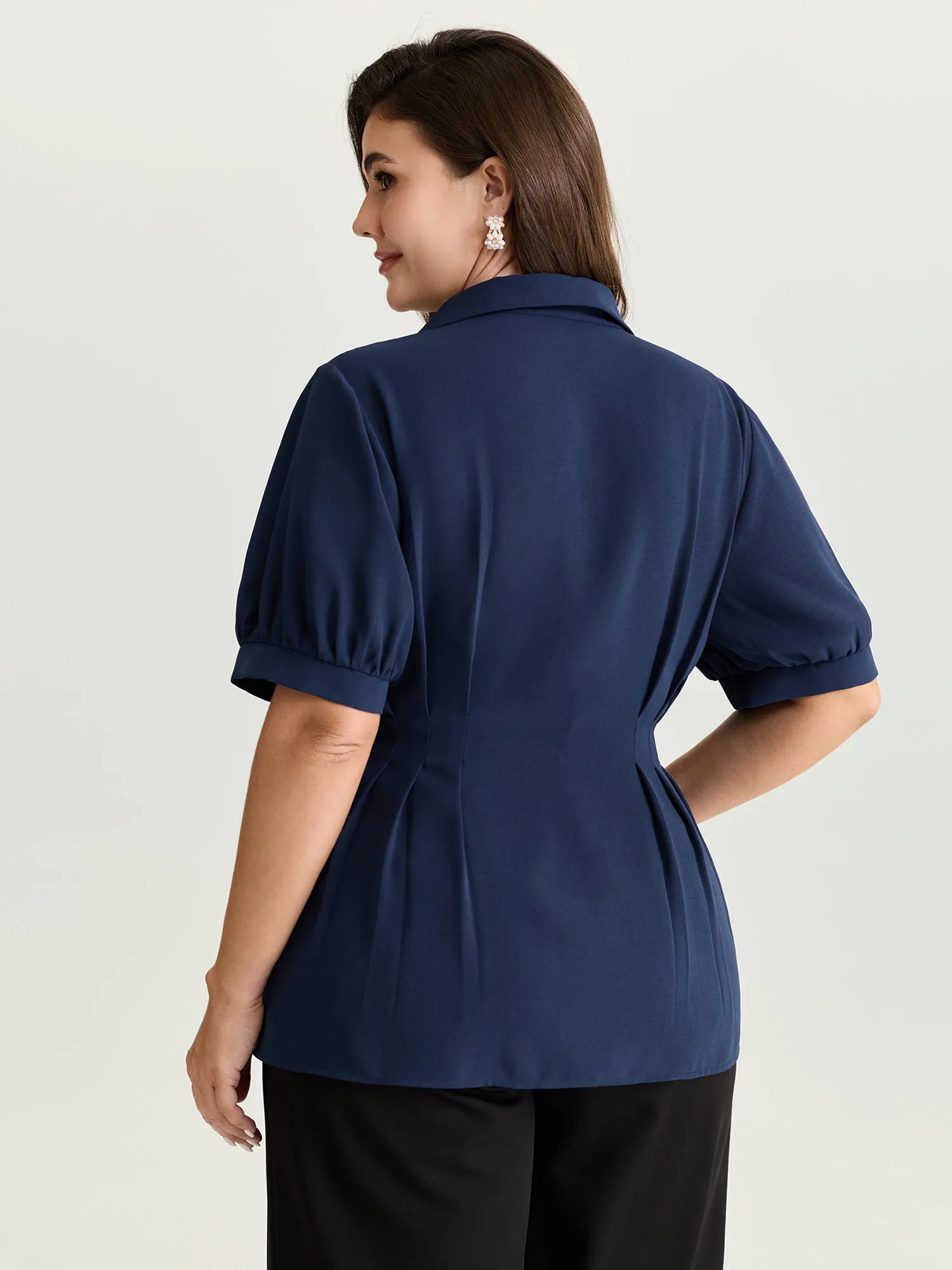 Cinched-Waist Pleated Collar Blouse sold by Bloomchic product image thumbnail 4