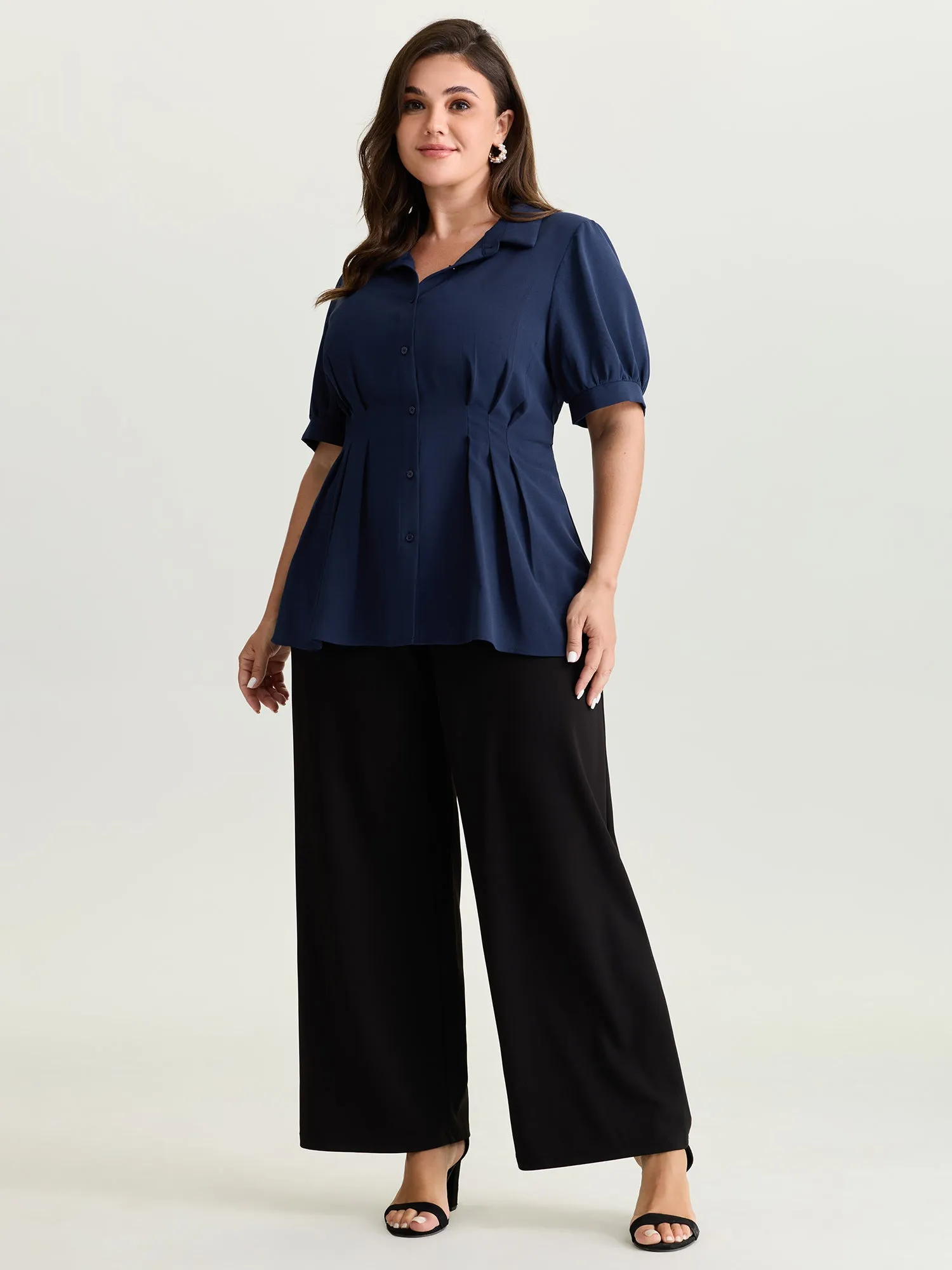 Cinched-Waist Pleated Collar Blouse sold by Bloomchic product image thumbnail 3