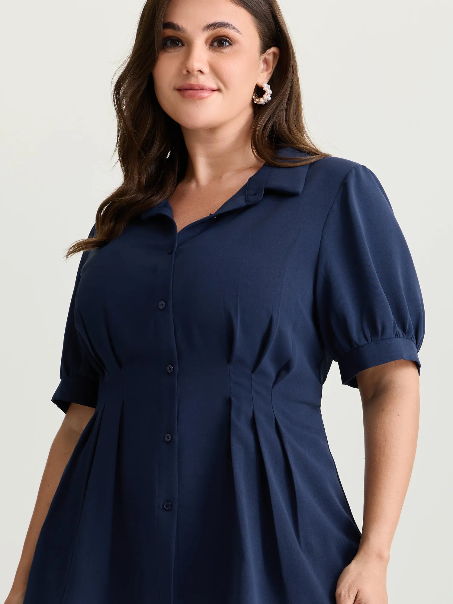 Cinched-Waist Pleated Collar Blouse sold by Bloomchic product image thumbnail 2
