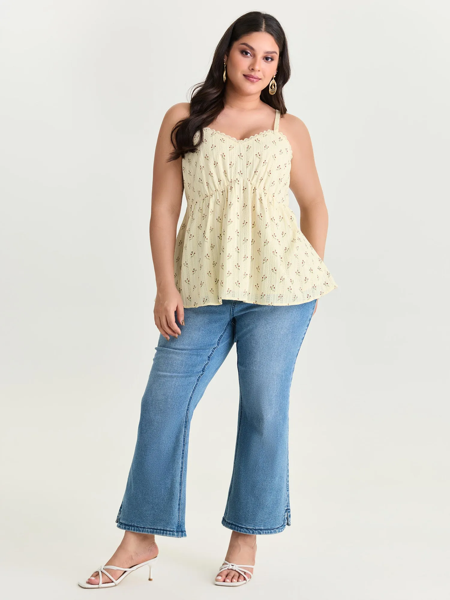 Floral Print Lace Trim Tank Top sold by Bloomchic product image thumbnail 3