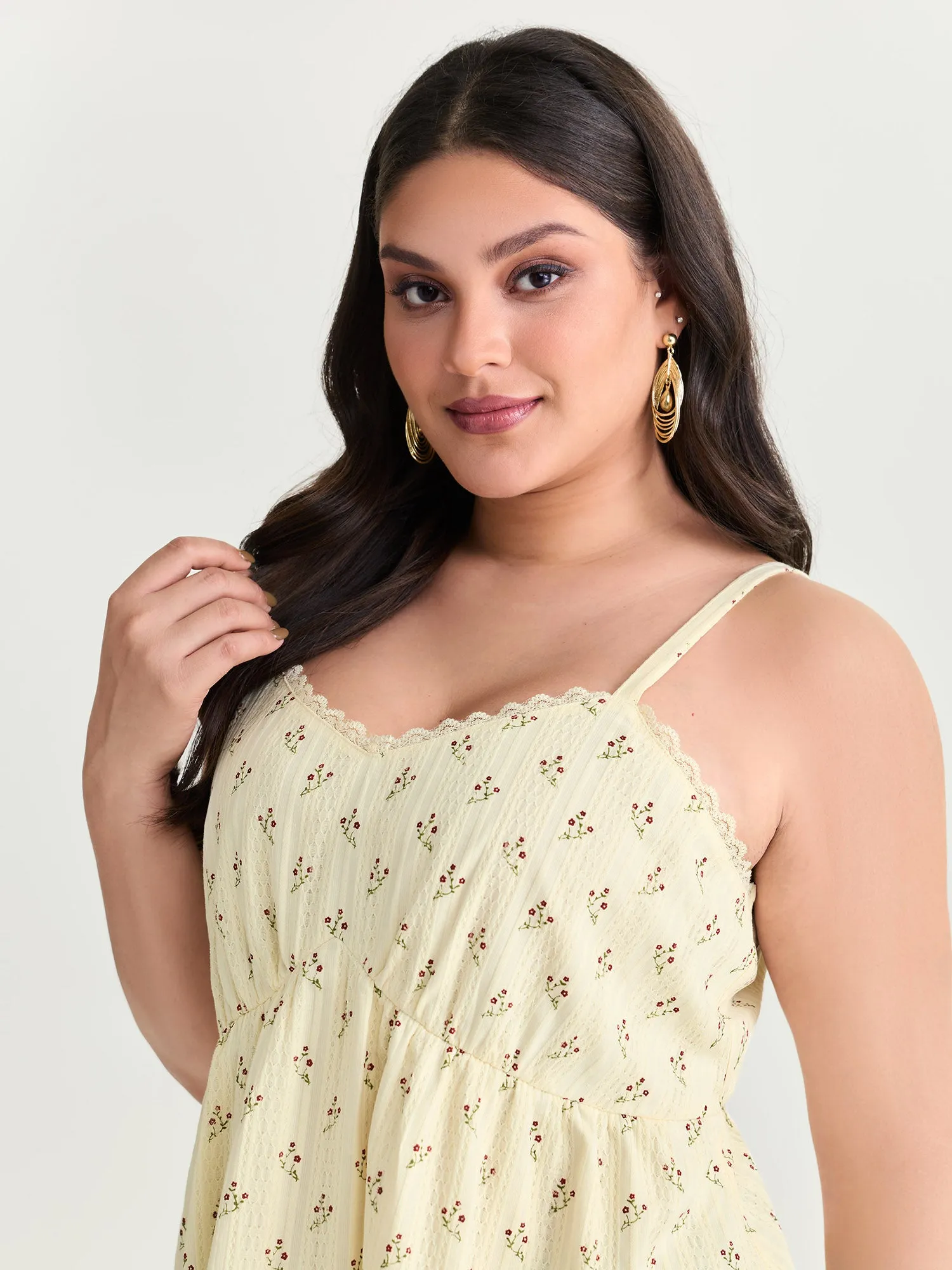 Floral Print Lace Trim Tank Top sold by Bloomchic product image thumbnail 2