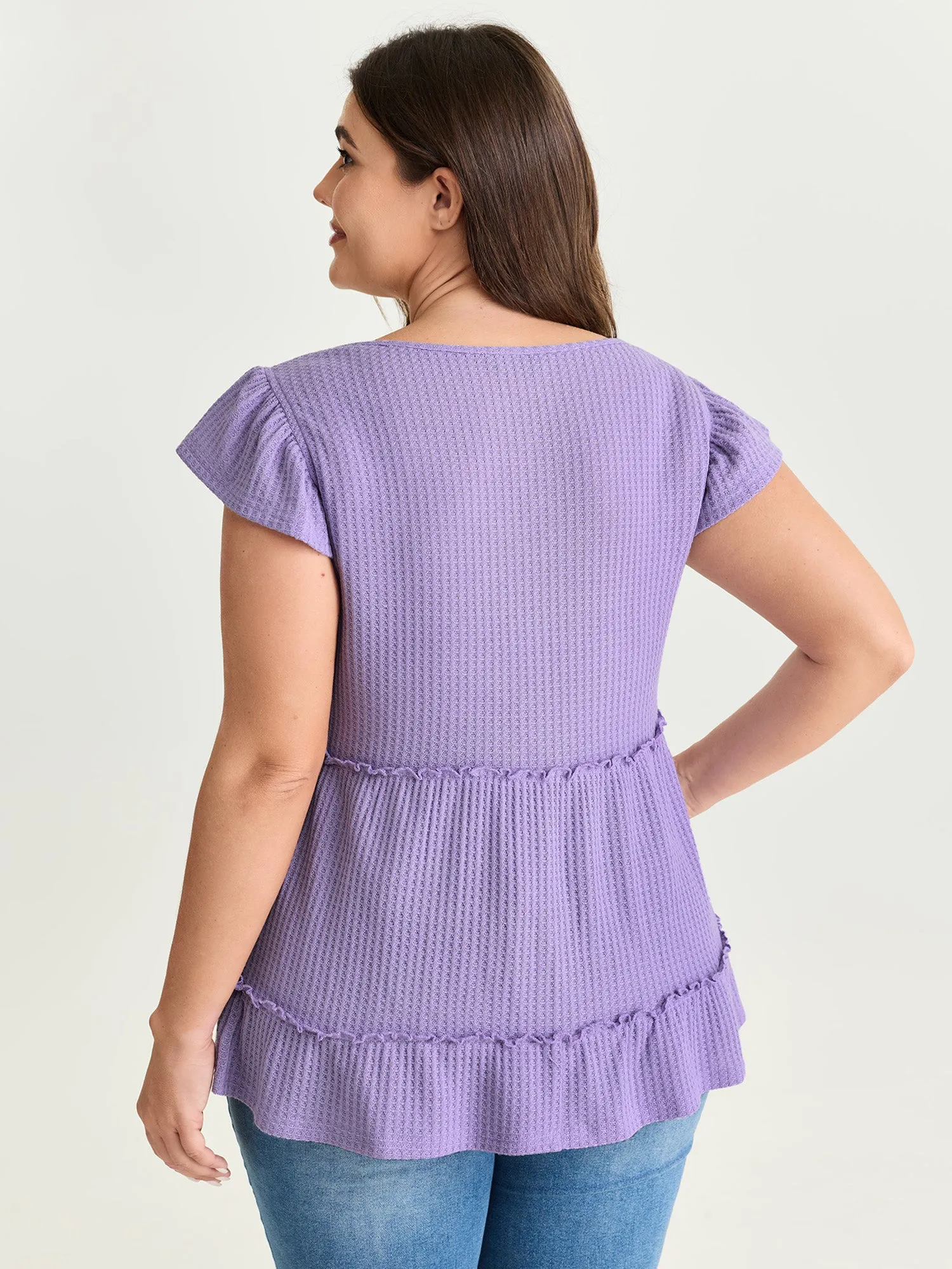Stretchy Textured Flutter Sleeve Knit Top sold by Bloomchic product image thumbnail 5
