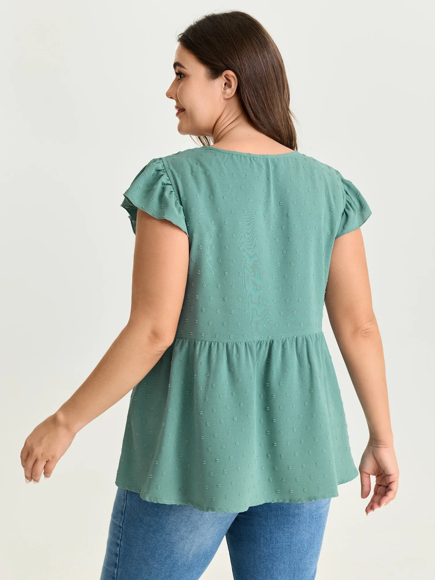 Textured Lace Panels Keyhole Neckline Blouse sold by Bloomchic product image thumbnail 4