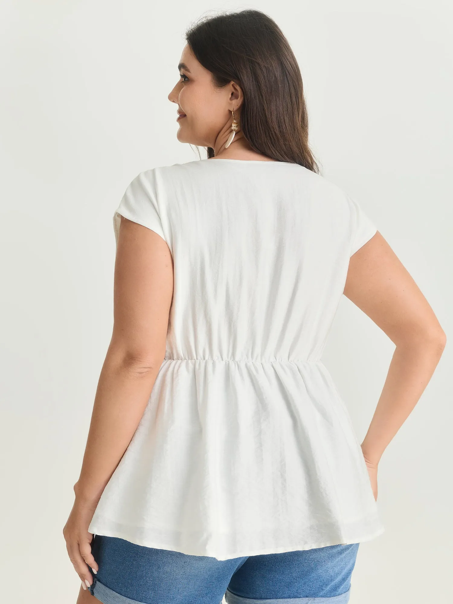 Lace Trim Button Placket Blouse sold by Bloomchic product image thumbnail 4