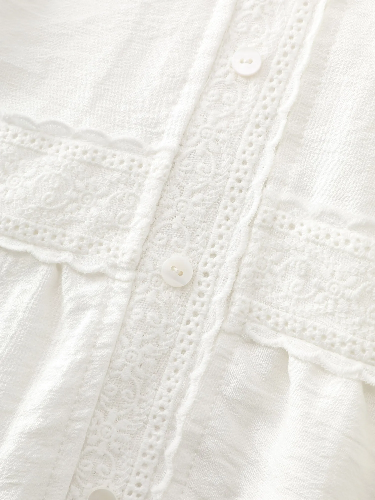 Lace Trim Button Placket Blouse sold by Bloomchic product image thumbnail 5