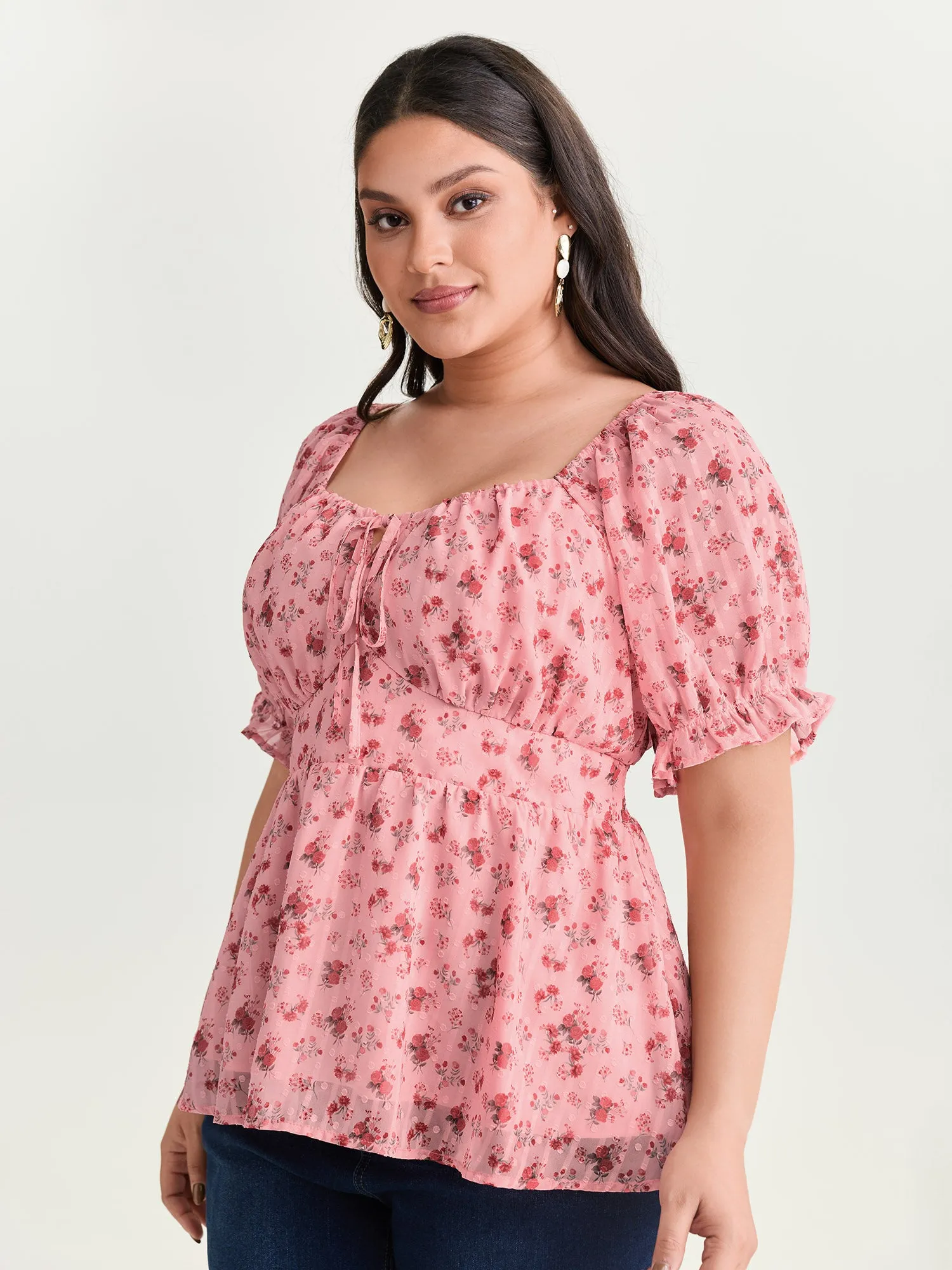 Floral Romance Bust-Friendly Shirred Blouse sold by Bloomchic