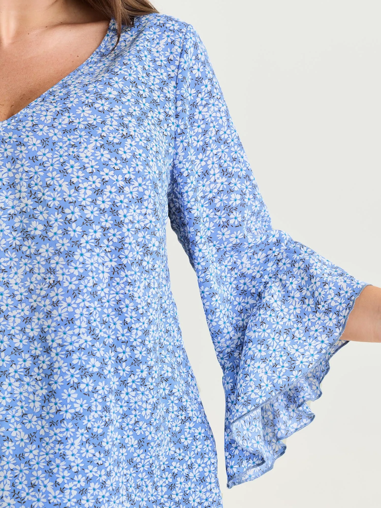 Floral Print Flared Ruffled Sleeve Blouse sold by Bloomchic product image thumbnail 2