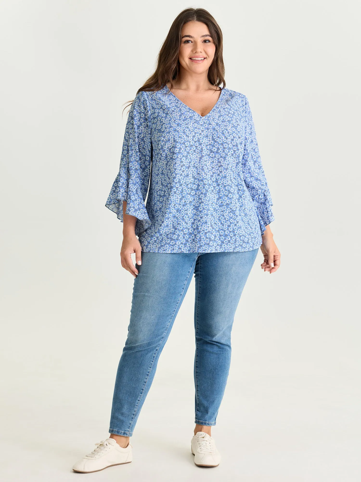 Floral Print Flared Ruffled Sleeve Blouse sold by Bloomchic product image thumbnail 4