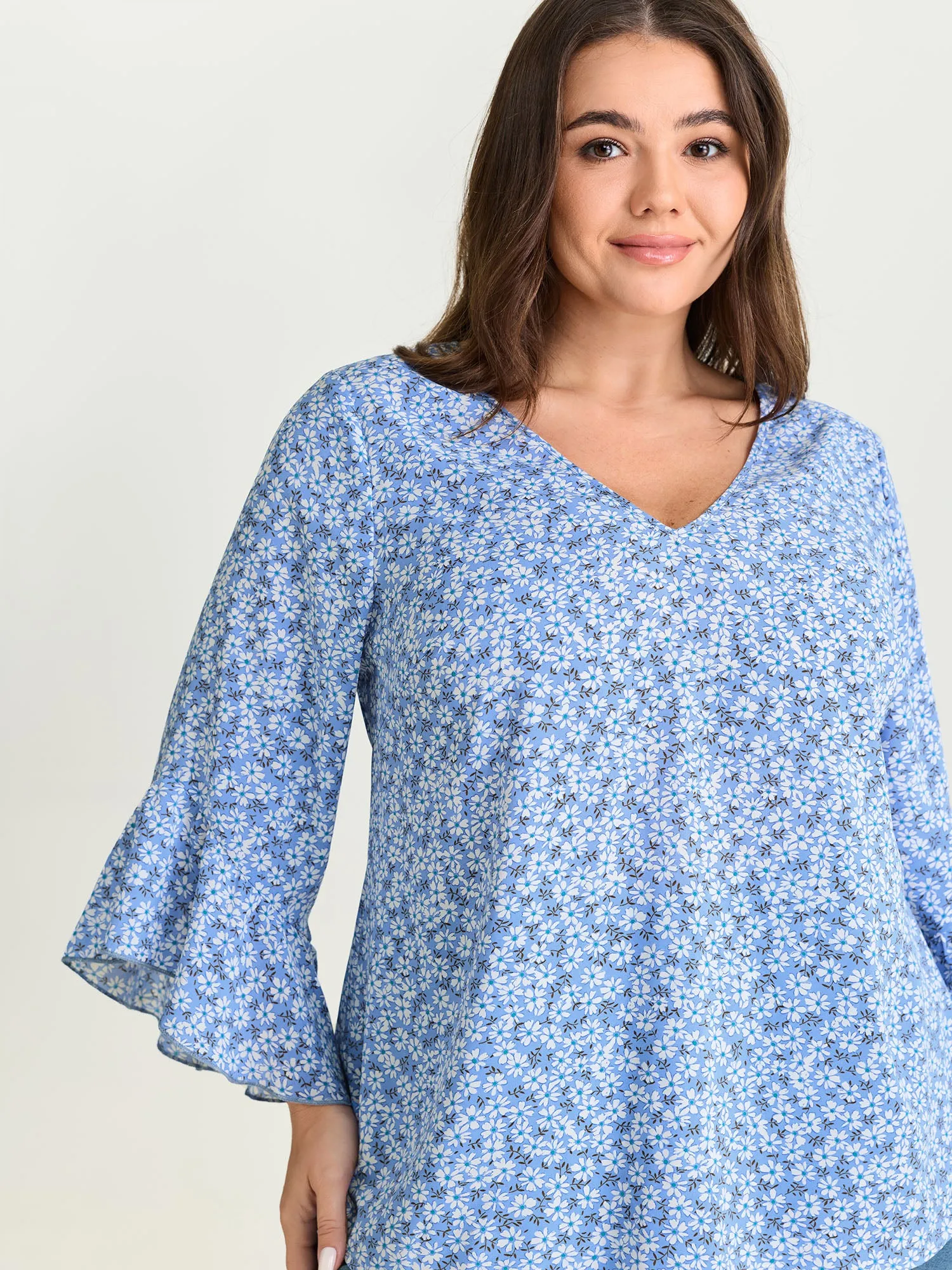 Floral Print Flared Ruffled Sleeve Blouse sold by Bloomchic product image thumbnail 3
