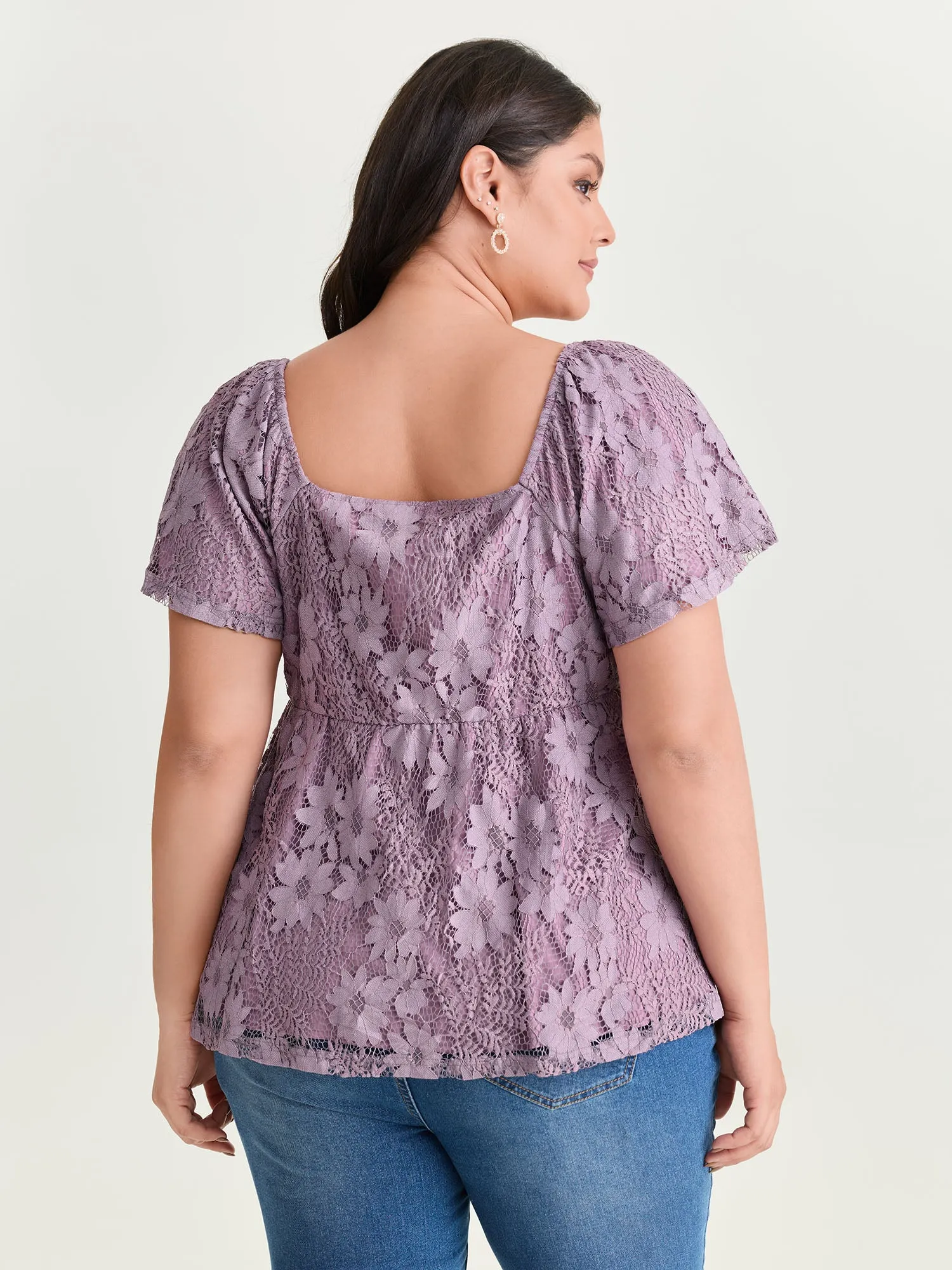 Floral Lace Ruched Fit And Flare Blouse sold by Bloomchic product image thumbnail 4
